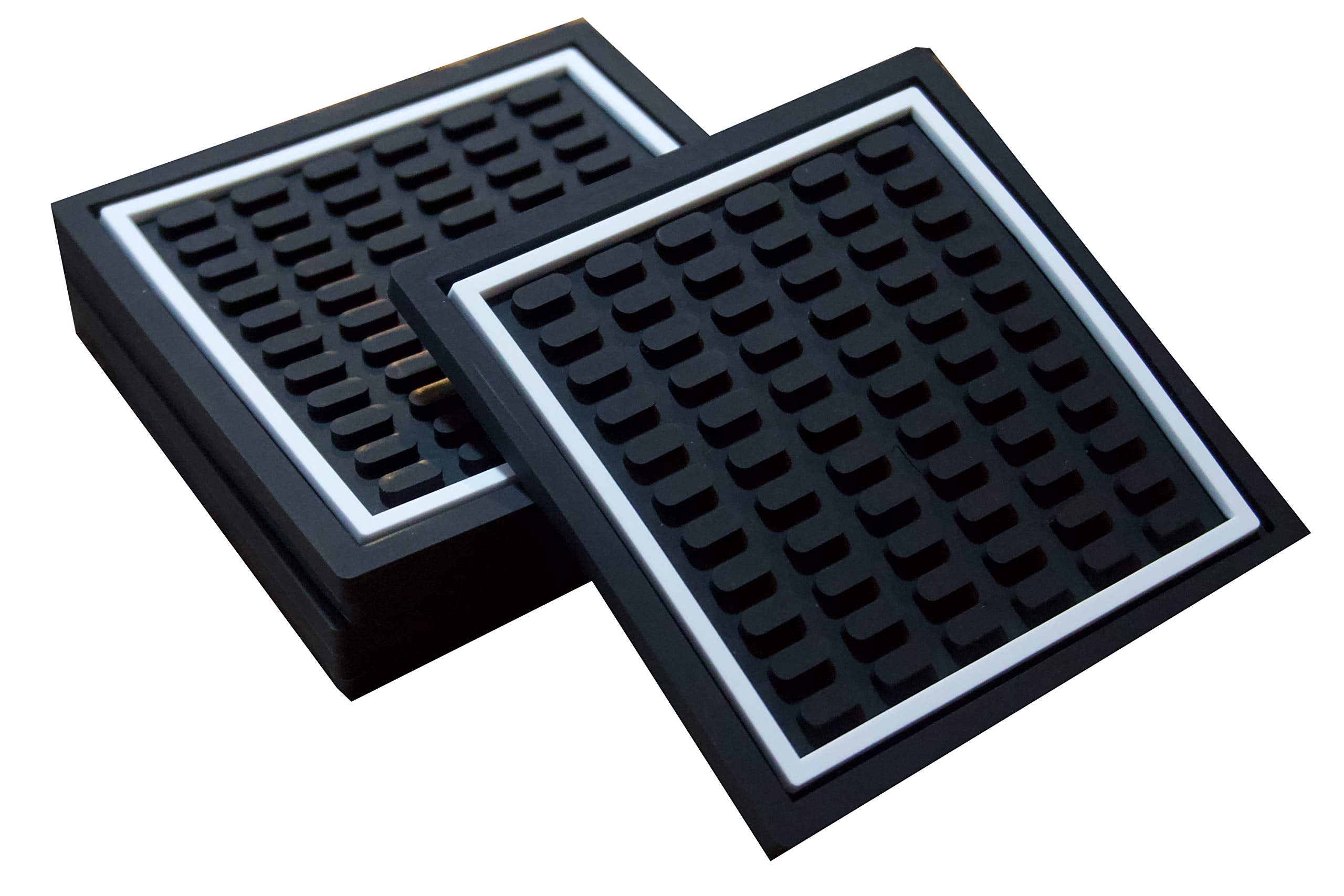 Highball & Chaser Bar Mat Coasters | 6 Piece Coaster Set | Square Absorbent Coasters For Drinks | Stylish Design Great For Home