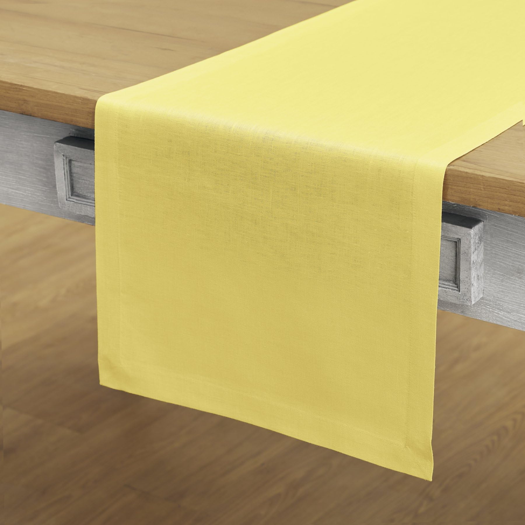 Solino Home Linen Sunshine Yellow Table Runner 108 Inches Long - Fete, 100% Pure Linen Dining Table Runner 14 X 108 Inch Ideal F