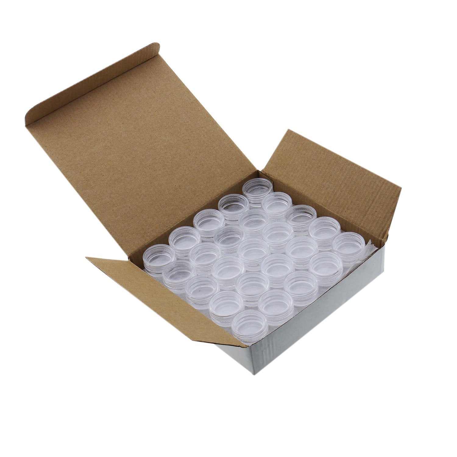 Gogoonly 50 Empty, Clear, 5 Gram Plastic Pot Jars, Cosmetic Containers, With Lids-Bh000507