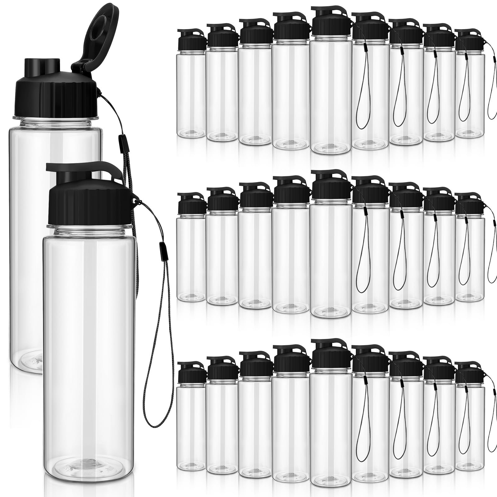 Mifoci 72 Pieces Water Bottle Bulk 17 oz Plastic Water Bottles Bulk Gym Sports Adults Reusable Large Bottles with Leak Proof Fli