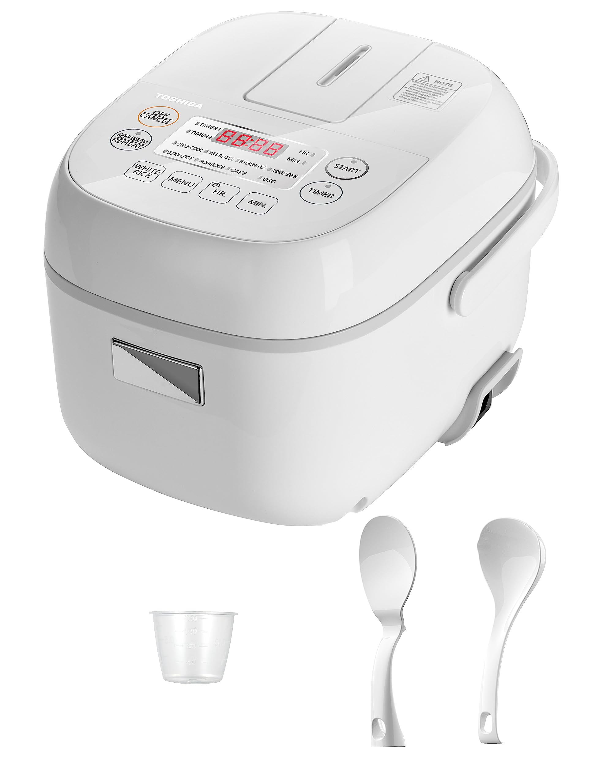 Toshiba Rice Cooker Small 3 Cup Uncooked - Lcd Display With 8 Cooking Functions, Fuzzy Logic Technology, 24-Hr Delay Timer And A