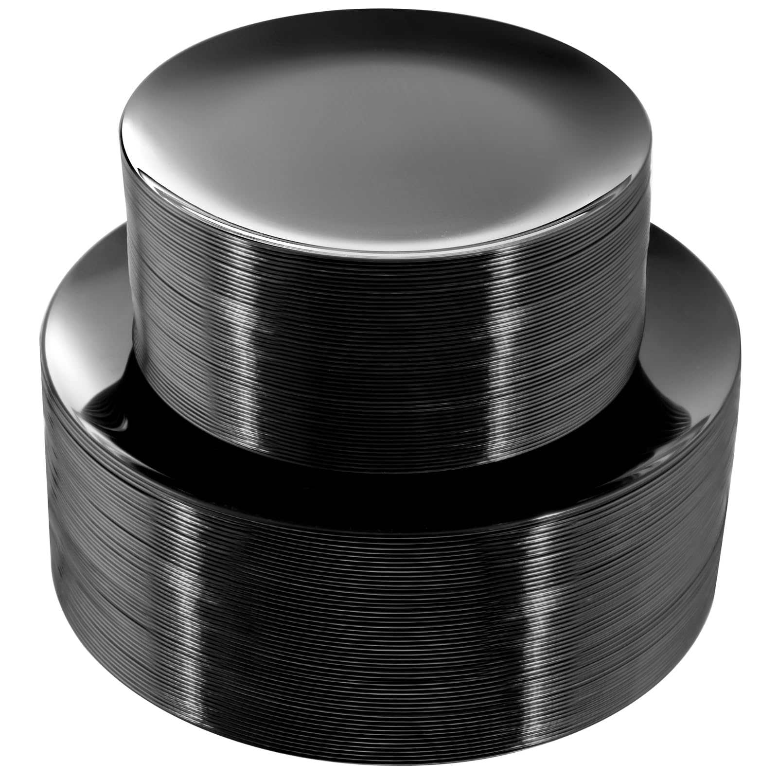 Pulote 100Pcs Black Plates Disposable - Premium Heavy Duty Black Plastic Plates - Include 50 Black Dinner Plates 10.25 Inch, 50