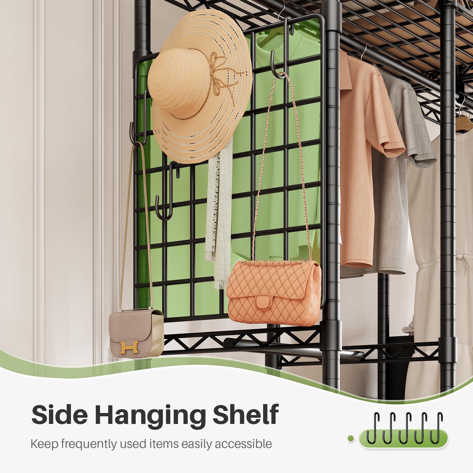 Hokeeper Clothes Rack Heavy Duty Clothing Rack For Hanging Clothes Loads 1200Lbs, Portable Closets Adjustable Garment Rack With