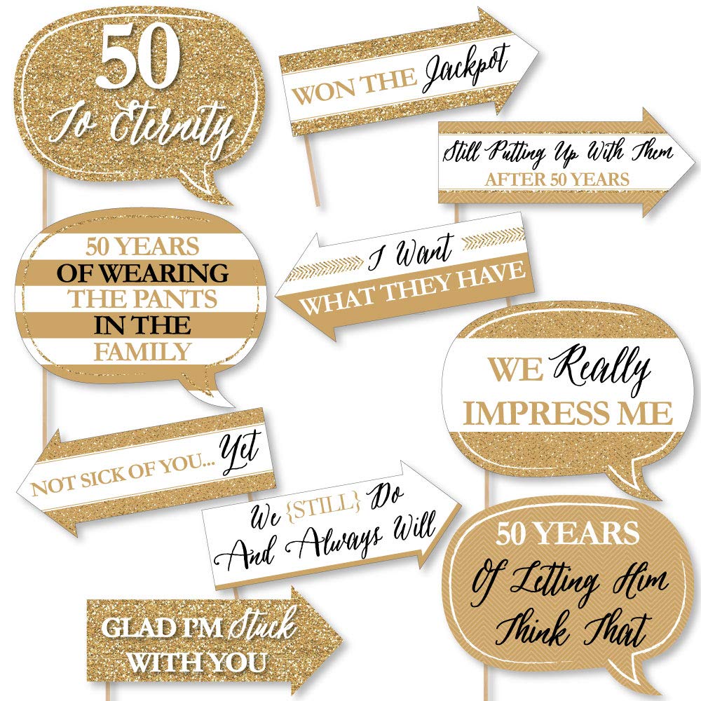 Funny We Still Do - 50Th Wedding Anniversary - Anniversary Party Photo Booth Props Kit - 10 Piece