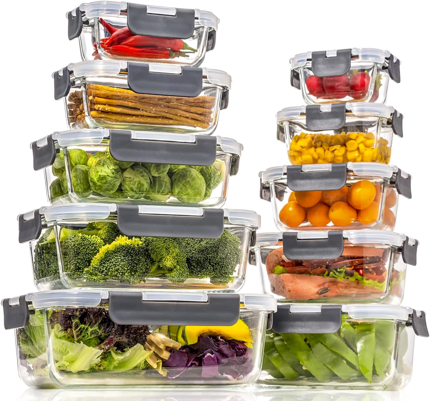 coccot Food Storage Containers Set with Lids Airtight  Meal Prep Containers for Lunch   Glass Lunch Box for Kitchen  BPA Free(20 Pieces)
