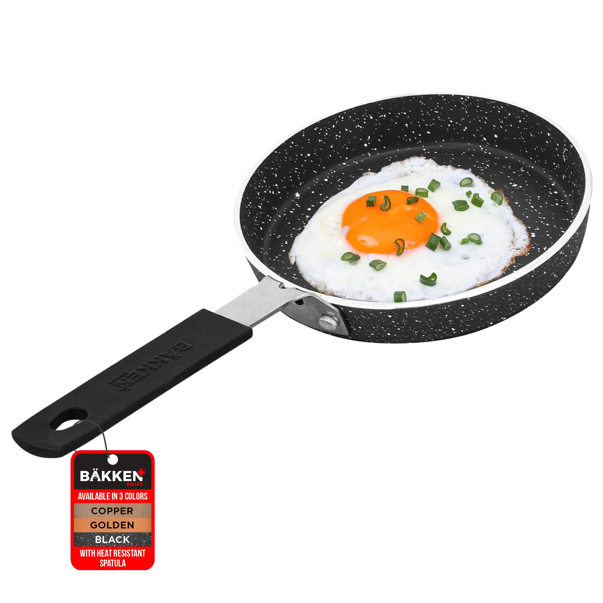 Bakken- Swiss 2-Piece Mini Nonstick Egg Pan & Omelet Pan - Egg Pan [5.5] With Marble Coating Non-Stick, Skillet, Eco-Friendly 