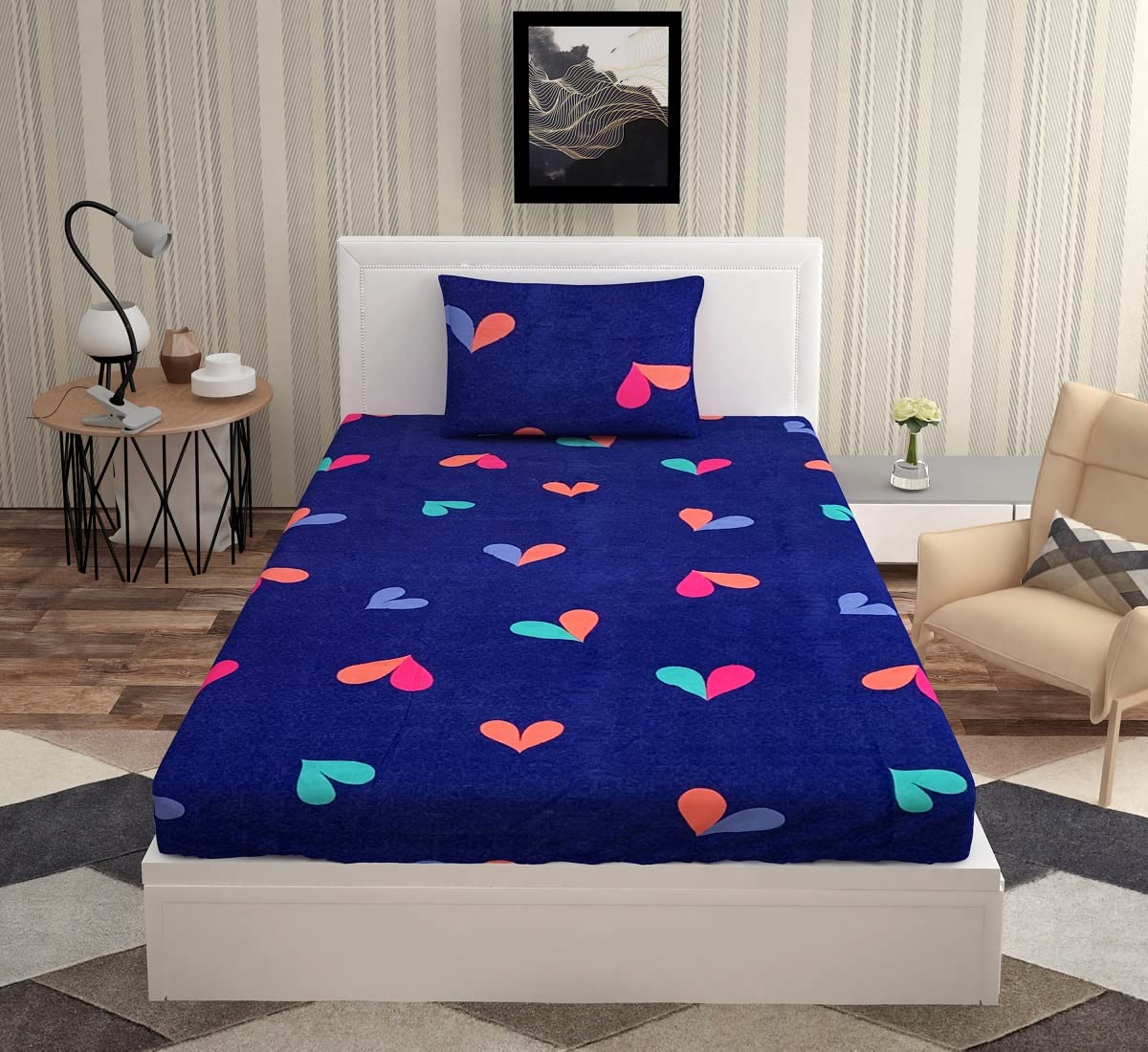 Rrb Textile Super Soft Quality Printed Single Bedsheet With 1 Pillow Cover-60X90 Inches, Pillow Cover-17X27 Inches