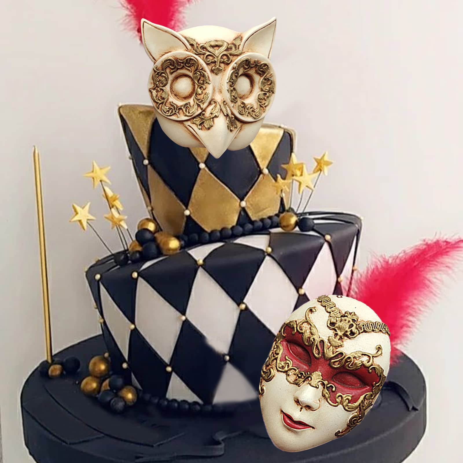 Mask Silicone Molds 4 Pcs, Masquerade Mask Chocolate Fondant Mold For Cake Decoration, Candy, Cupcake Topper, Cake Pop, Popsicle