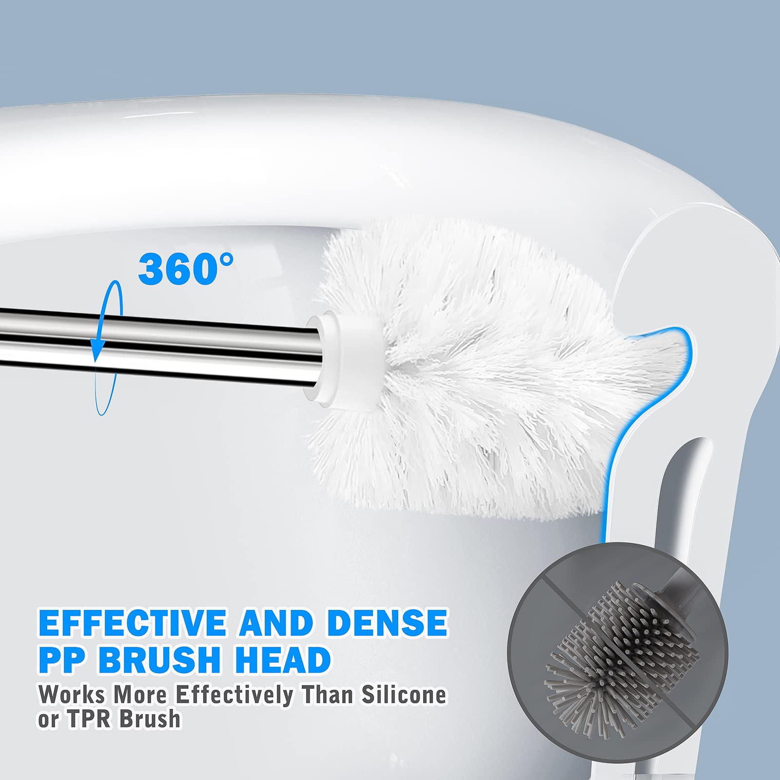 Ixo Toilet Brush And Holder, Toilet Brush With 304 Stainless Steel Long Handle, Toilet Bowl Brush For Bathroom Toilet-Elegant-Cl