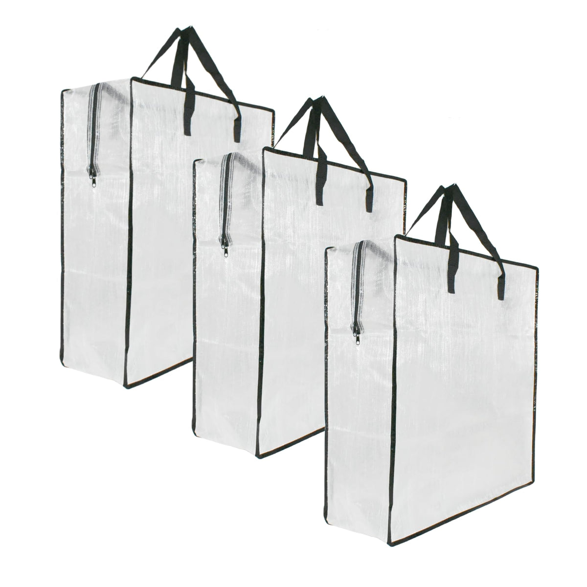 3 Pack Clear Storage Bags with Zipper and Handles, Blanket Bags For Closet Storage, Moving and Packing Supplies for College, Und