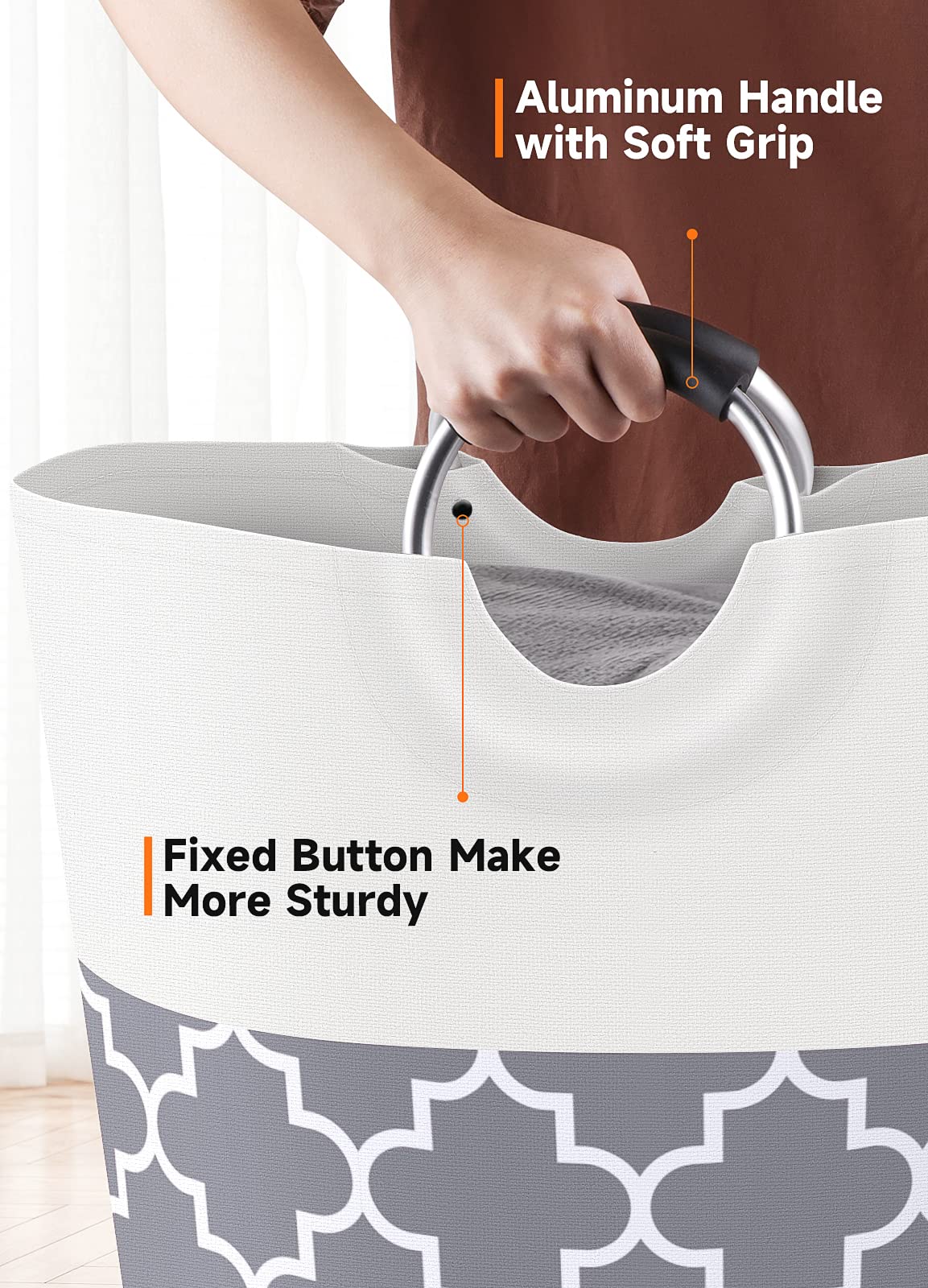 Fabspace Large Laundry Basket Laundry Hamper Bag Washing Bin Clothes Bag Collapsible Tall With Handles Waterproof Travel Bathroom College Essentials Storage For College Dorm  Family (Grey) 82L