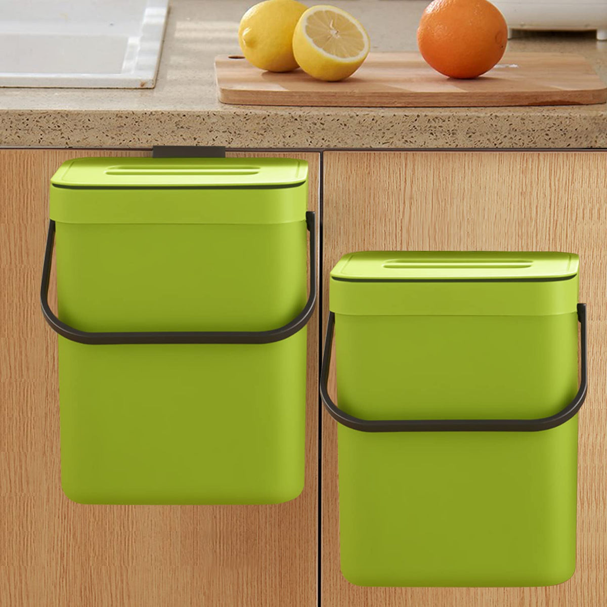 Lalastar Small Plastic Trash Can, Hanging Small Trash Can With Lid Under Sink For Kitchen, Food Waste Bin For Countertop, Mounta