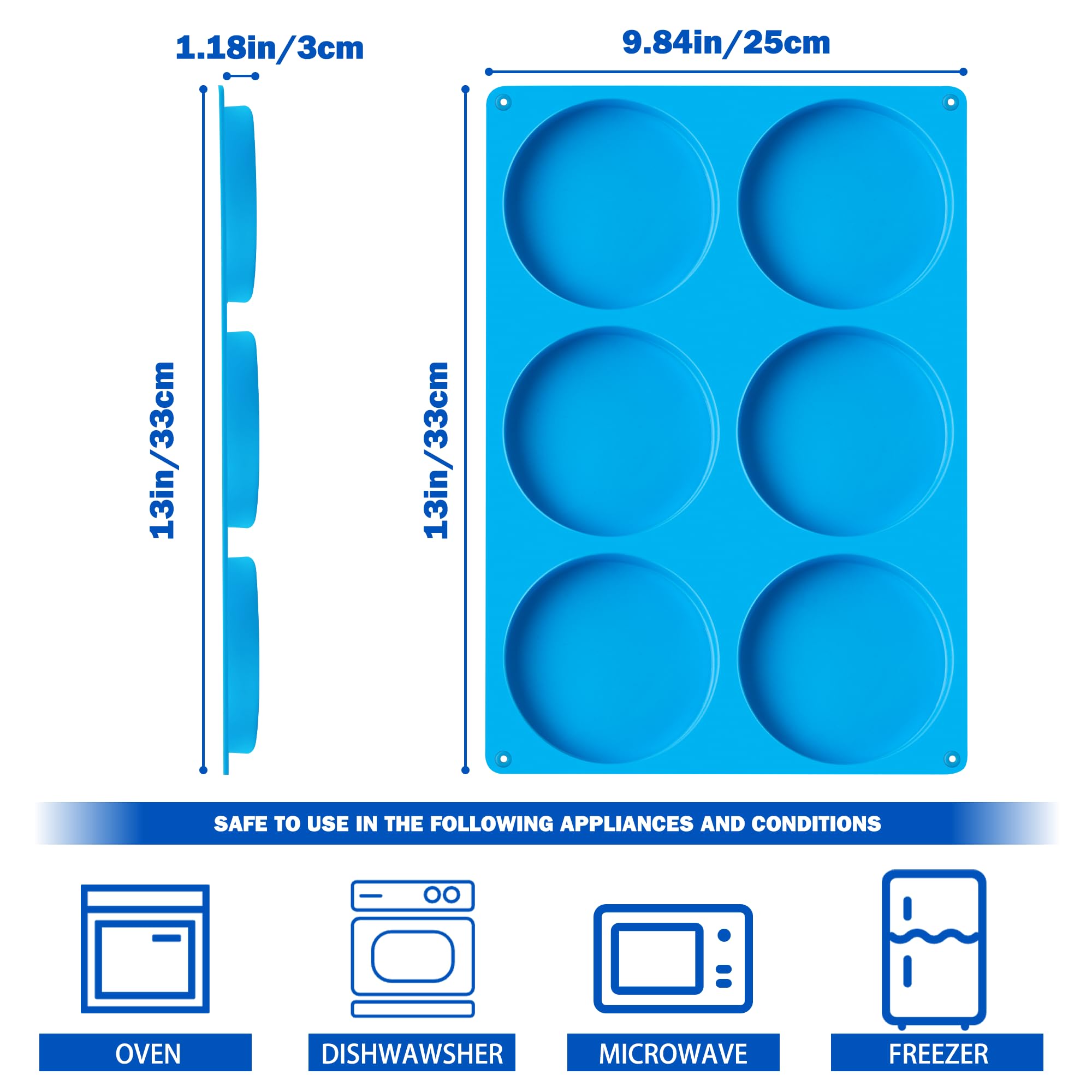 Sidosir Round Silicone Mold For Baking, 4Inch Large Breakfast Sandwiches Mold Silicone For Whoopie Pie, Non-Stick Hamburger Buns