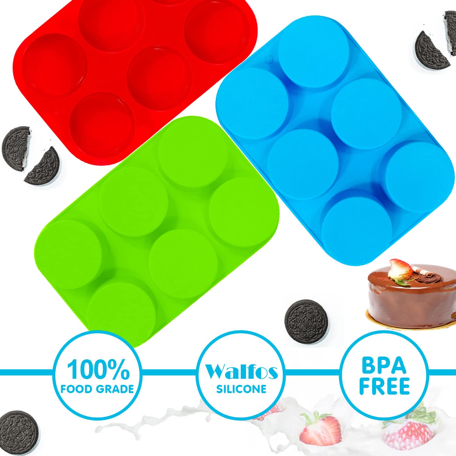 Silicone Oreo Cookie Mold, Walfos Round Cylinder Chocolate Covered Oreos Molds, Bpa Free And Non-Stick, Perfect For Cookies, Ore