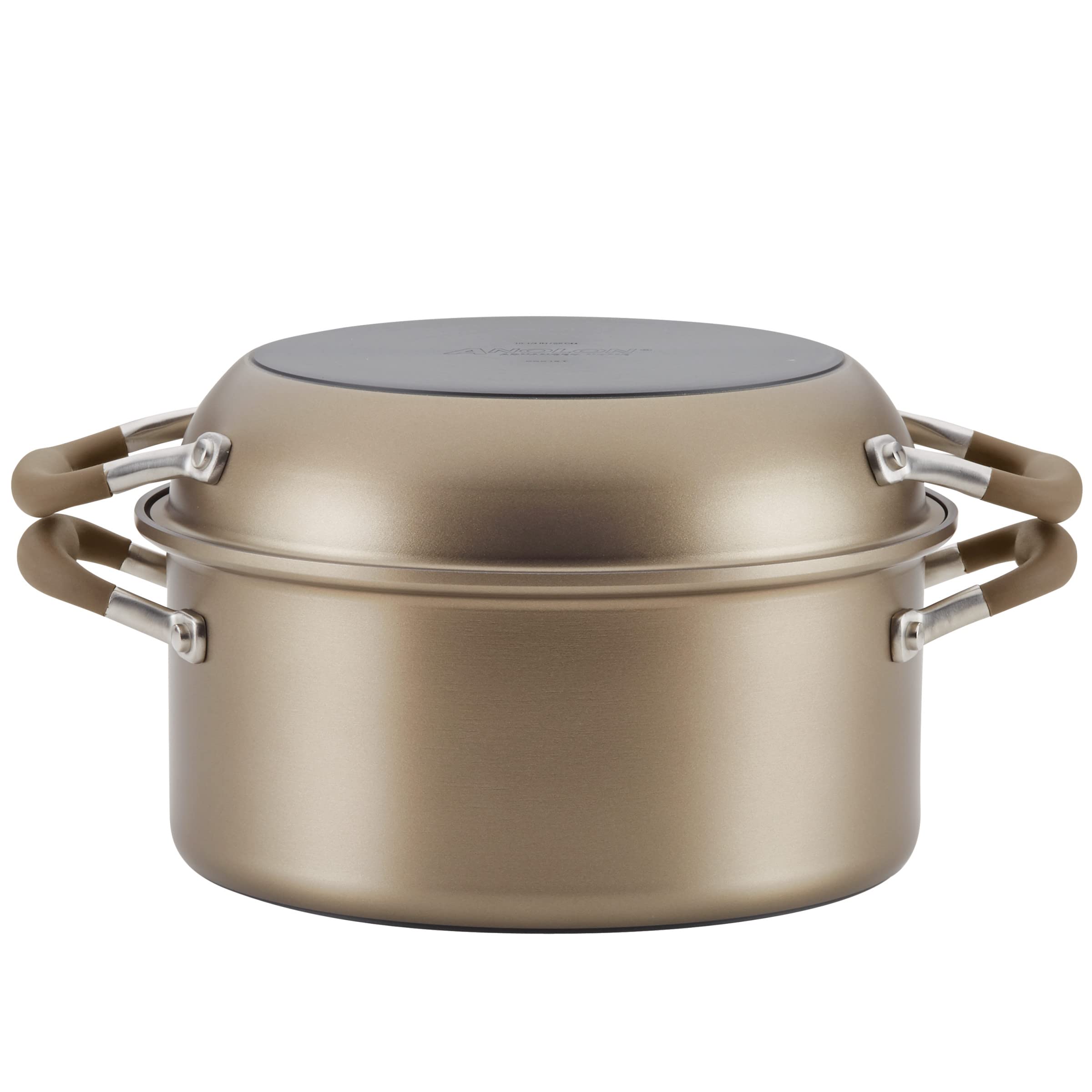 Anolon Advanced Home Hard-Anodized Nonstick Two Step Meal Set (5 Qt. Dutch Oven & 10'' Everything Pan Lid, Bronze)