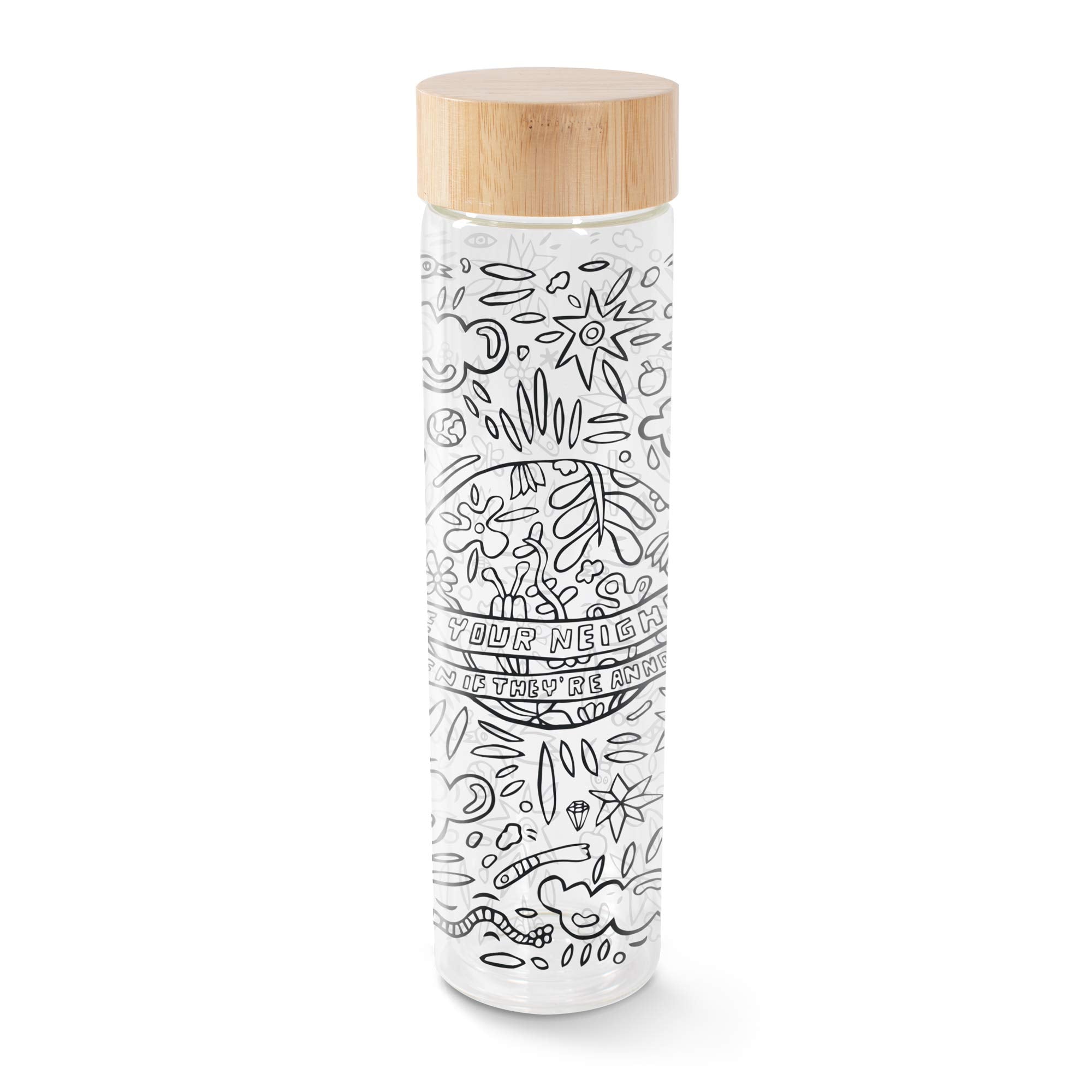 Fringe Studio Glass Hydration Bottle, Neighbor, Large, 16.9 fl oz/500 ML (404003)
