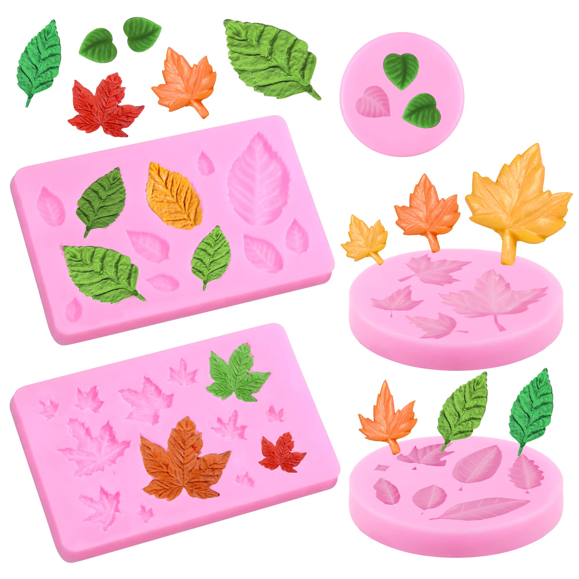 5 Packs Leaf Mold Tree Leaf Silicone Mold Leaf Mold Cake Leaves Silicone Mold Maple Leaf Fondant Mold Leaf Shape Resin Mold For