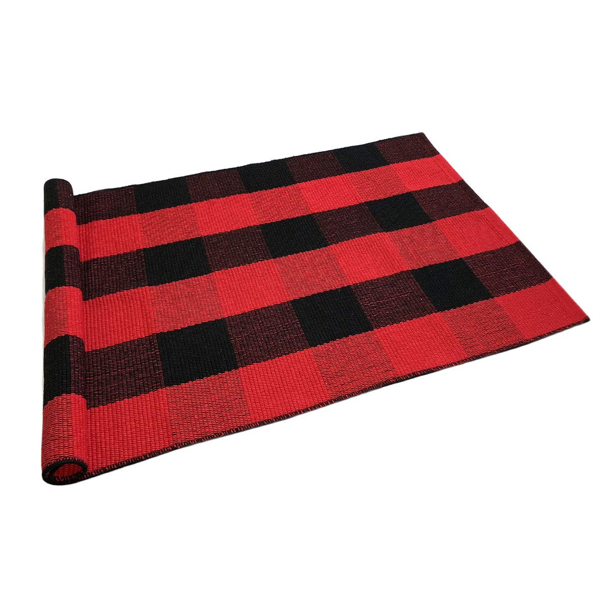 LEVINIS Cotton Red and Black Plaid Outdoor Rug 3  2- Machine Washable Buffalo Plaid Rug for Kitchen/Bath Room/Outdoor/Indoor F