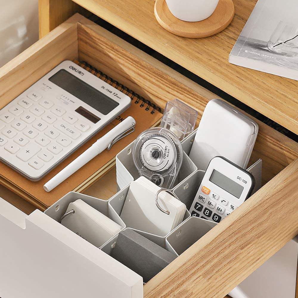 Poeland Drawer Divider Organizer Adjustable DIY Grid Honeycomb Drawer Divider for Underwear Belt Scarf Socks Gray 2 Pack