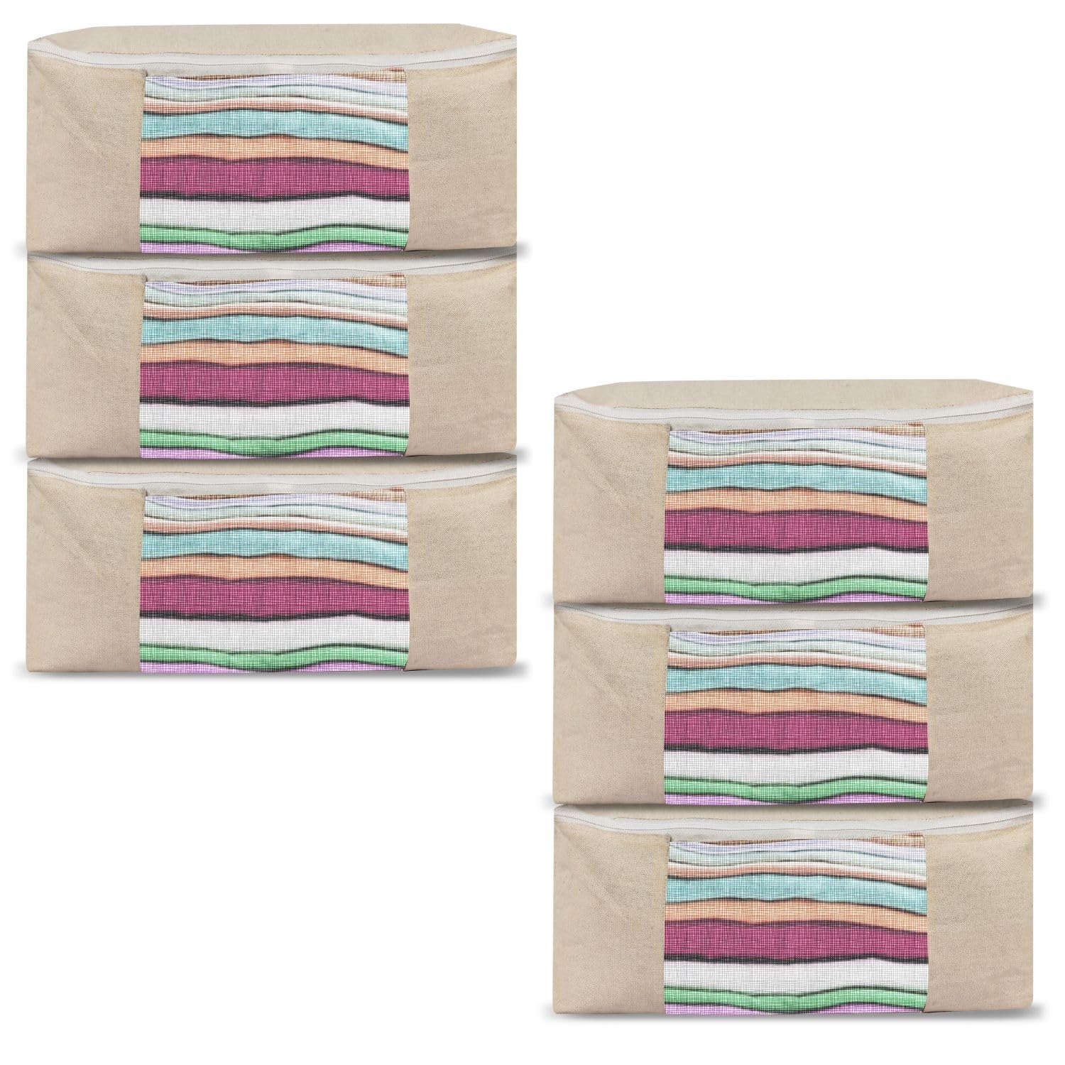 HOLLIO Cotton Canvas Clothes Storage Bags Saree Covers For Storage Saree Covers with Zip for Storage Design for Woman Dresses, S