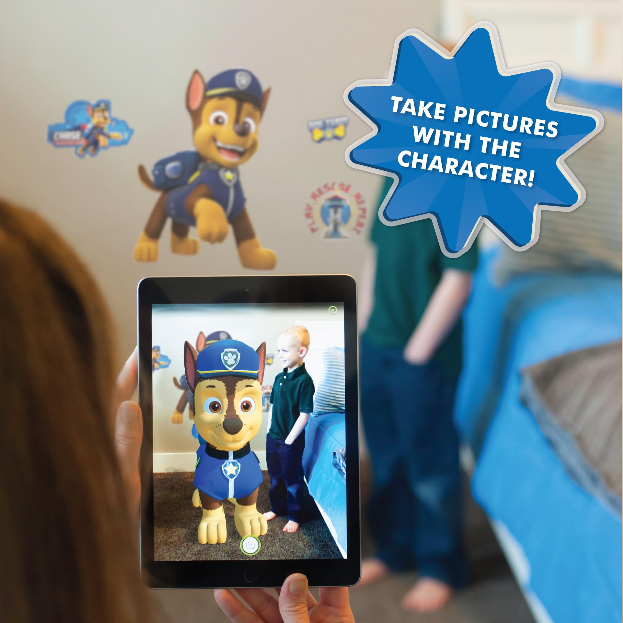 Wall Palz Nickelodeon Paw Patrol Wall Decal - 19'' Chase Wall Stickers For Bedroom With 3D Augmented Reality Interaction - Paw P