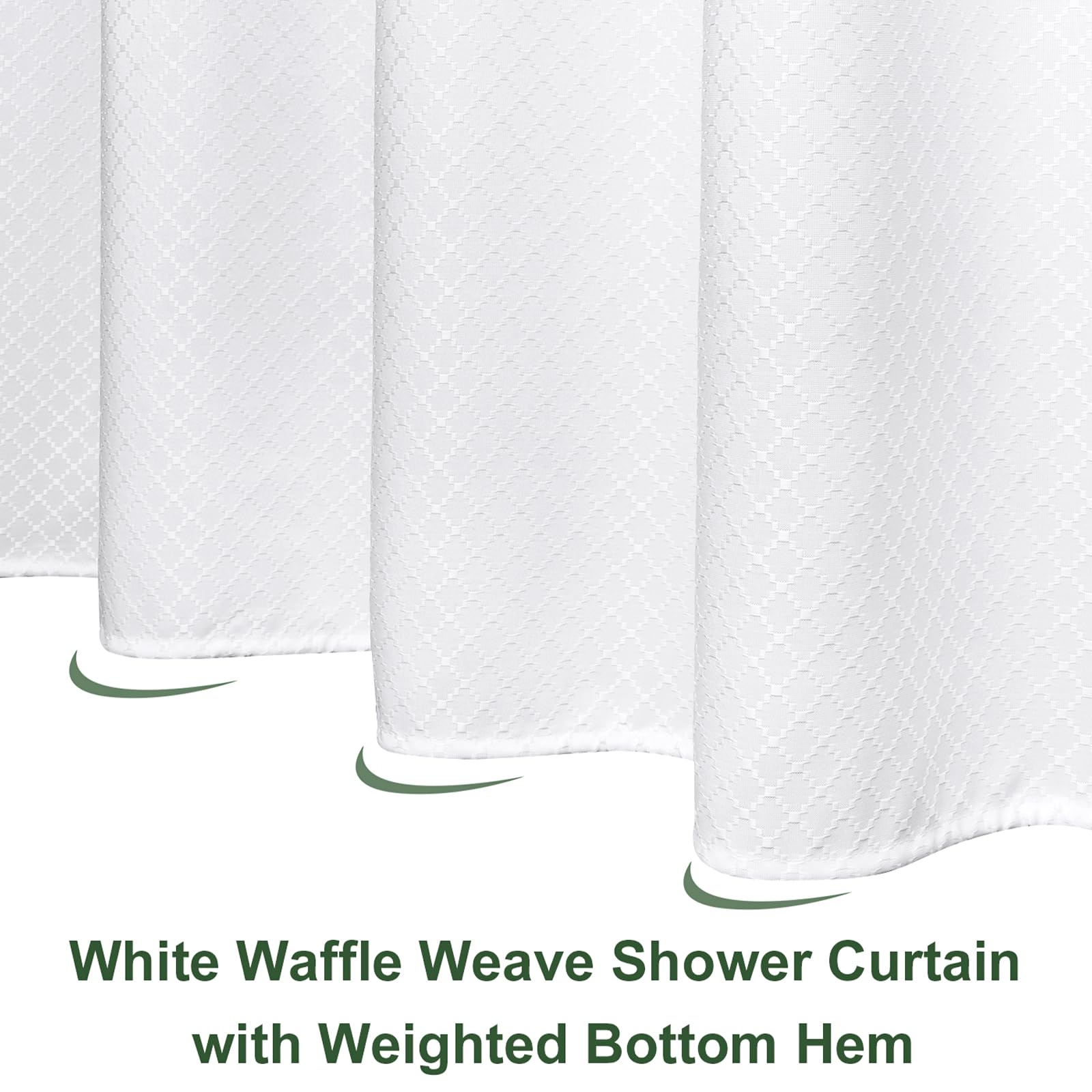 Beneyhome White Fabric Shower Curtain 78 Inches Long  Machine Washable Heavy Duty Diamond Patterned Polyester Bathtub Curtains  Weighted Hotel Luxury Spa Bathroom Decor  Water-Repellent  72x78 Length
