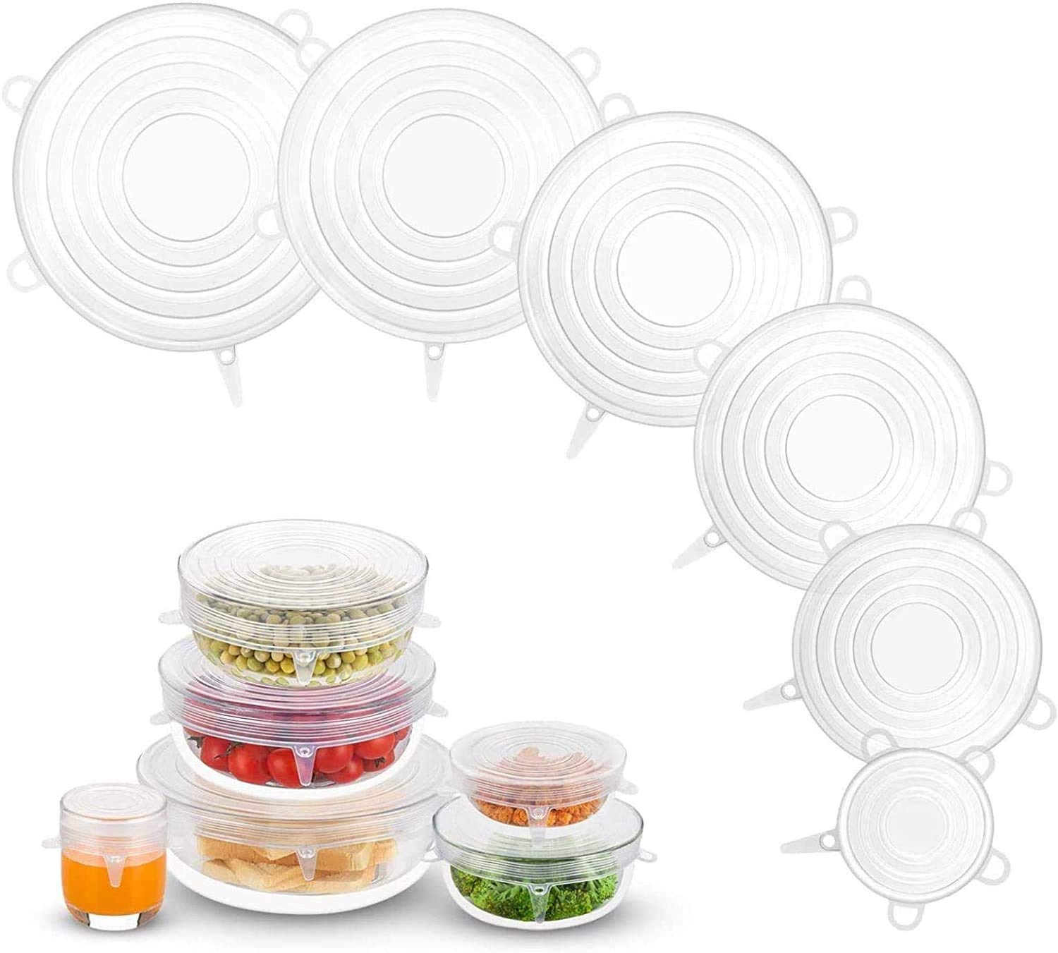 Giffy Silicone Lid Set, Silicon lids for containers, Silicon Stretchable lids, Silicone lids and Cover  Multicolor, Set of 6