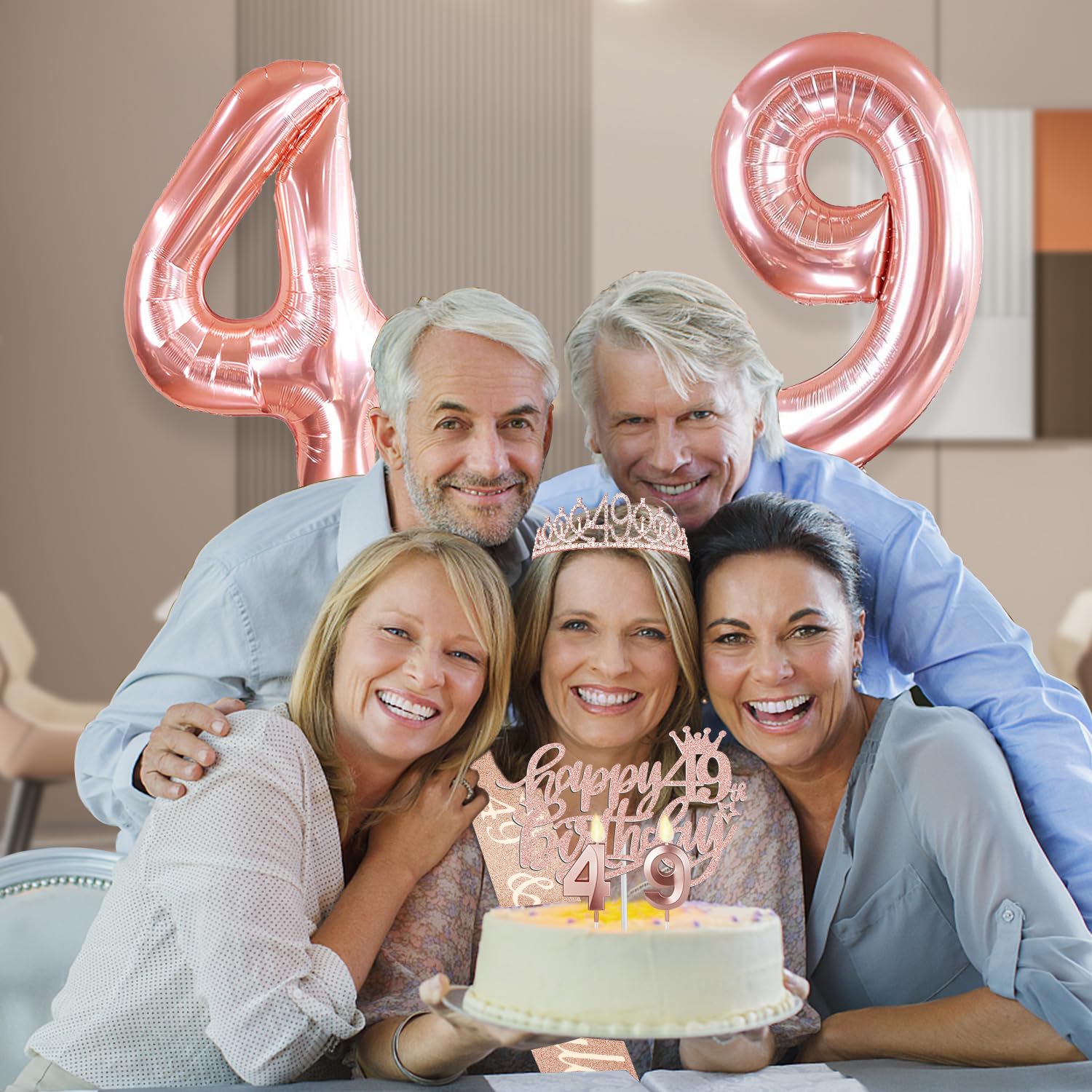 49Th Birthday Gifts For Women, Include 49Th Birthday Sash And Tiara, Birthday Cake Topper And Number 49 Candles, Big 49 Balloons