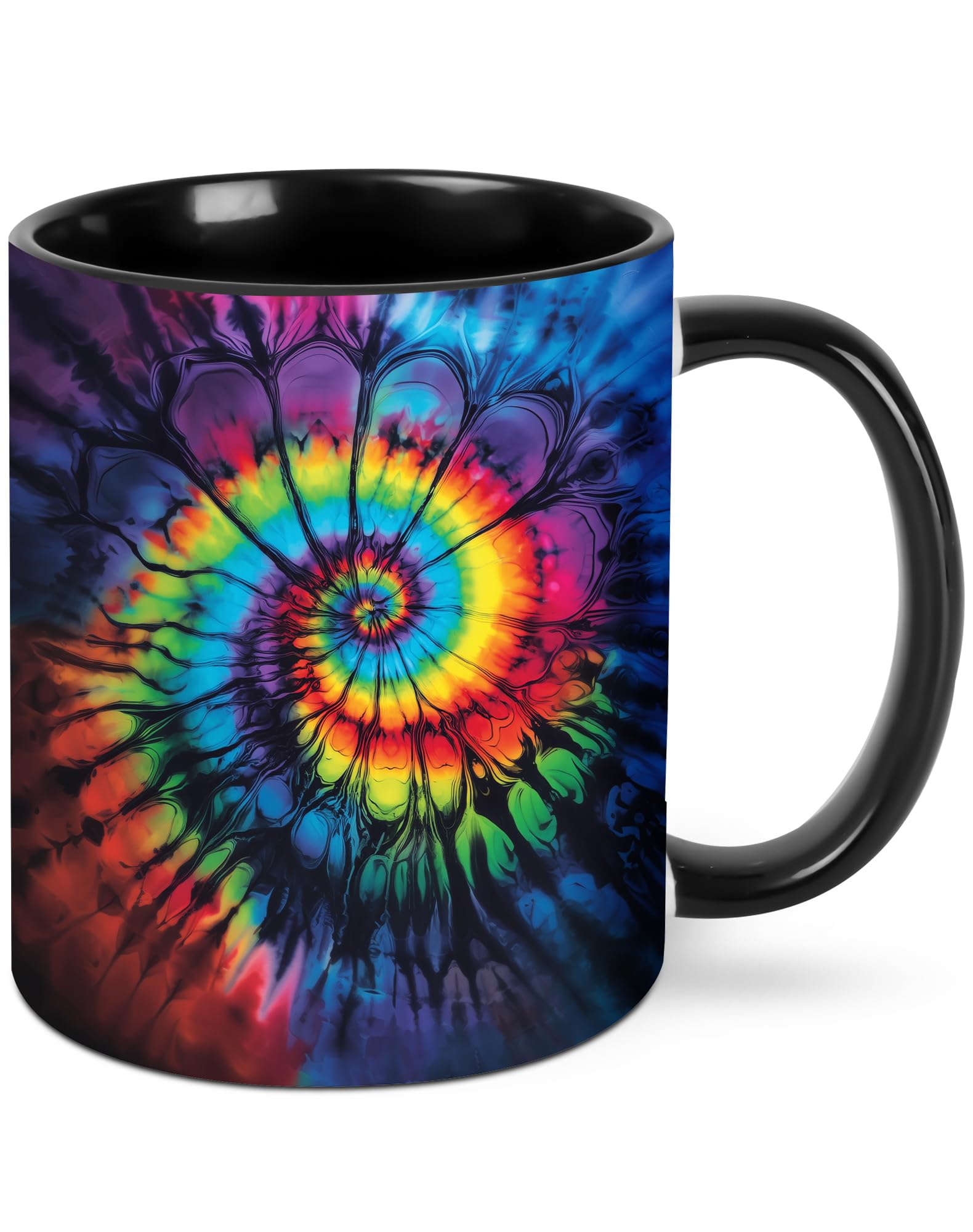 wiuurs Tie Dye Coffee Mug 11 Oz Funny Ceramic Tea Cup for Women Novelty Mugs with Handle for Office Home