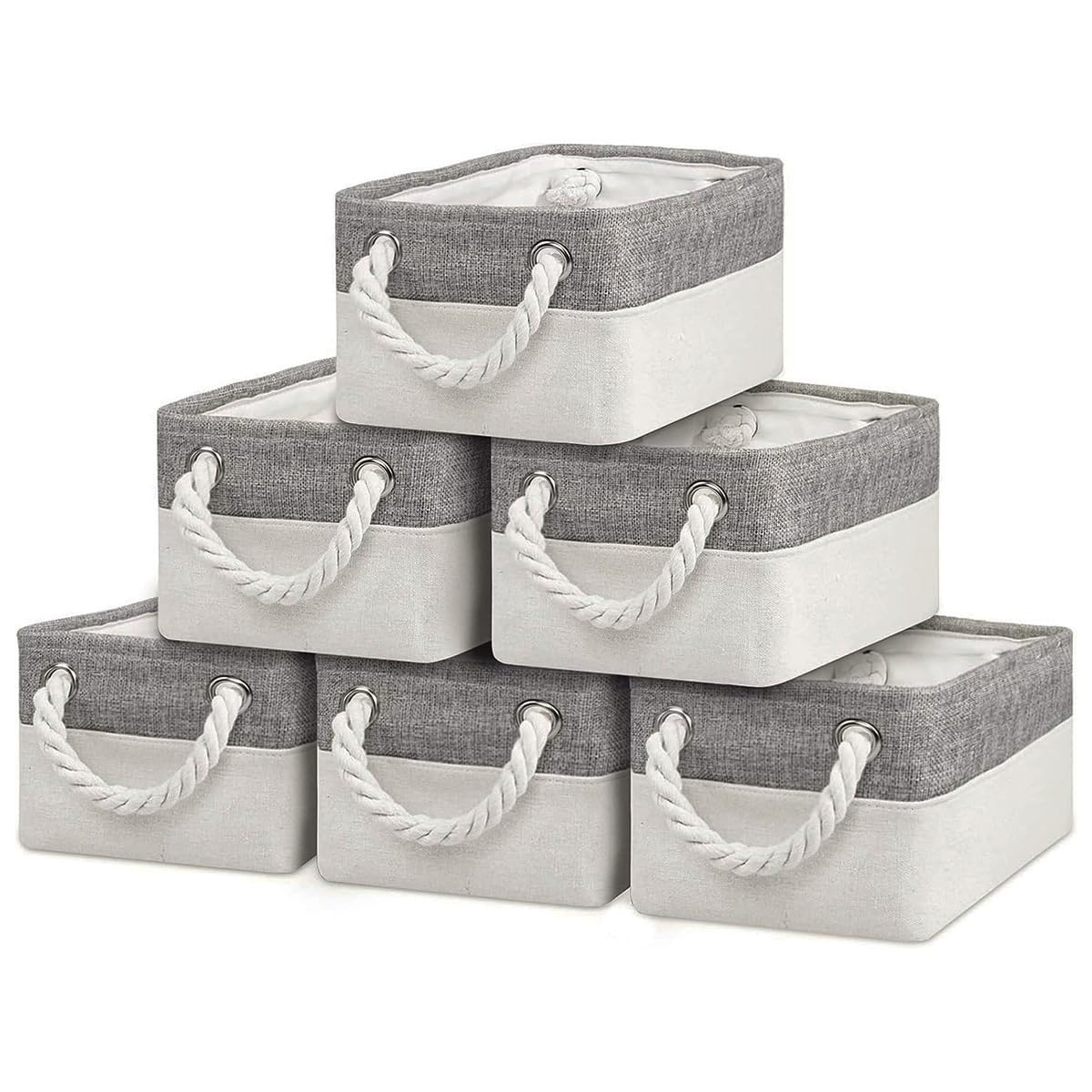 Sacyic Storage Bins - Storage Baskets For Shelves Storage Cubes With Handles Small Baskets For Organizing (Gray And White 11.8 X
