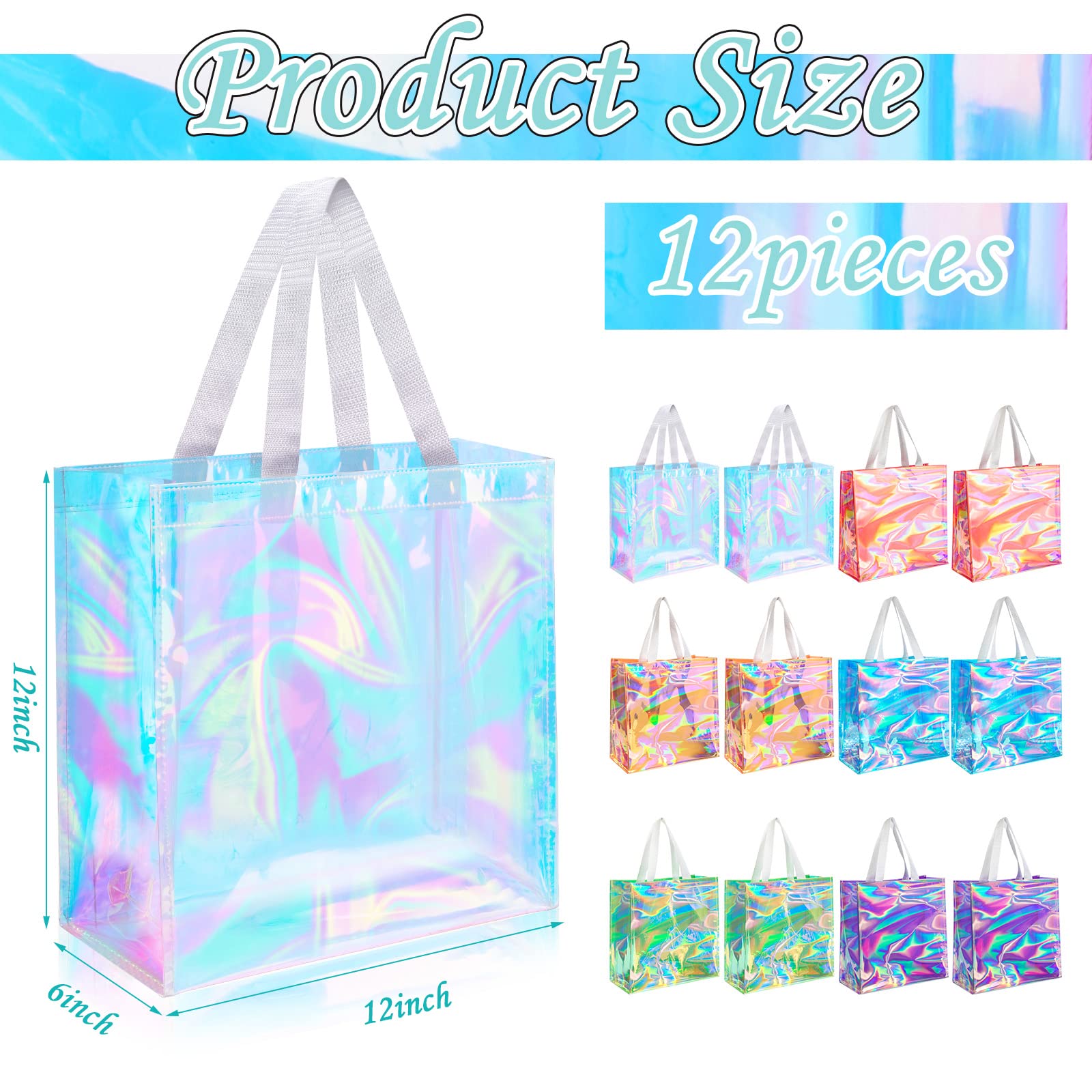 Saintrygo 12 Pcs Bulk Stadium Approved Clear Tote Bags Festival Gift Bags With Handles 12 X 12 X 6 In Plastic Tote Bag For Work