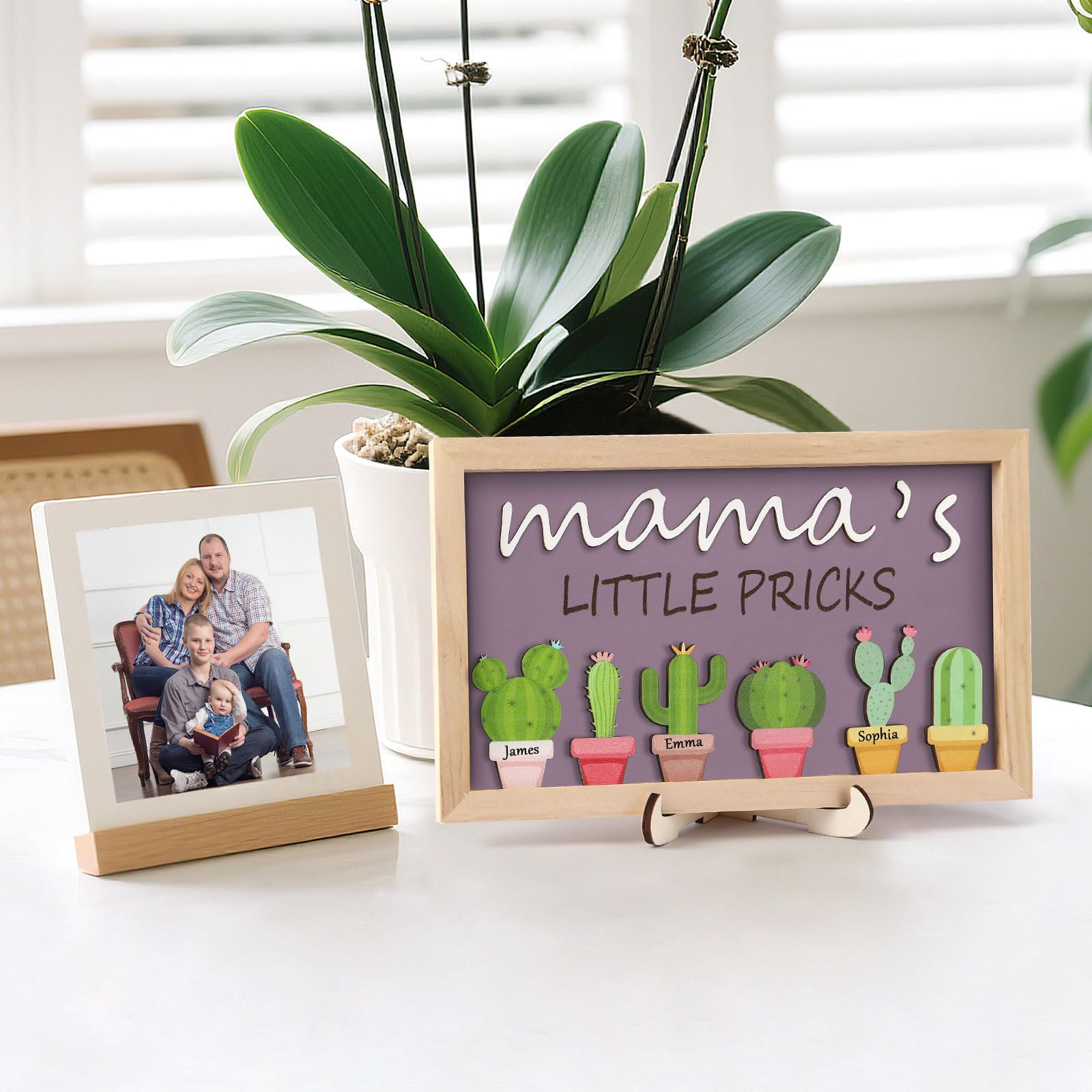 CypherX Personalized Gift for Mom Birthday, Mom Gifts from Daughter, Mama's Little Pricks, Funny Mother Gift, Cute Decor Sign fo