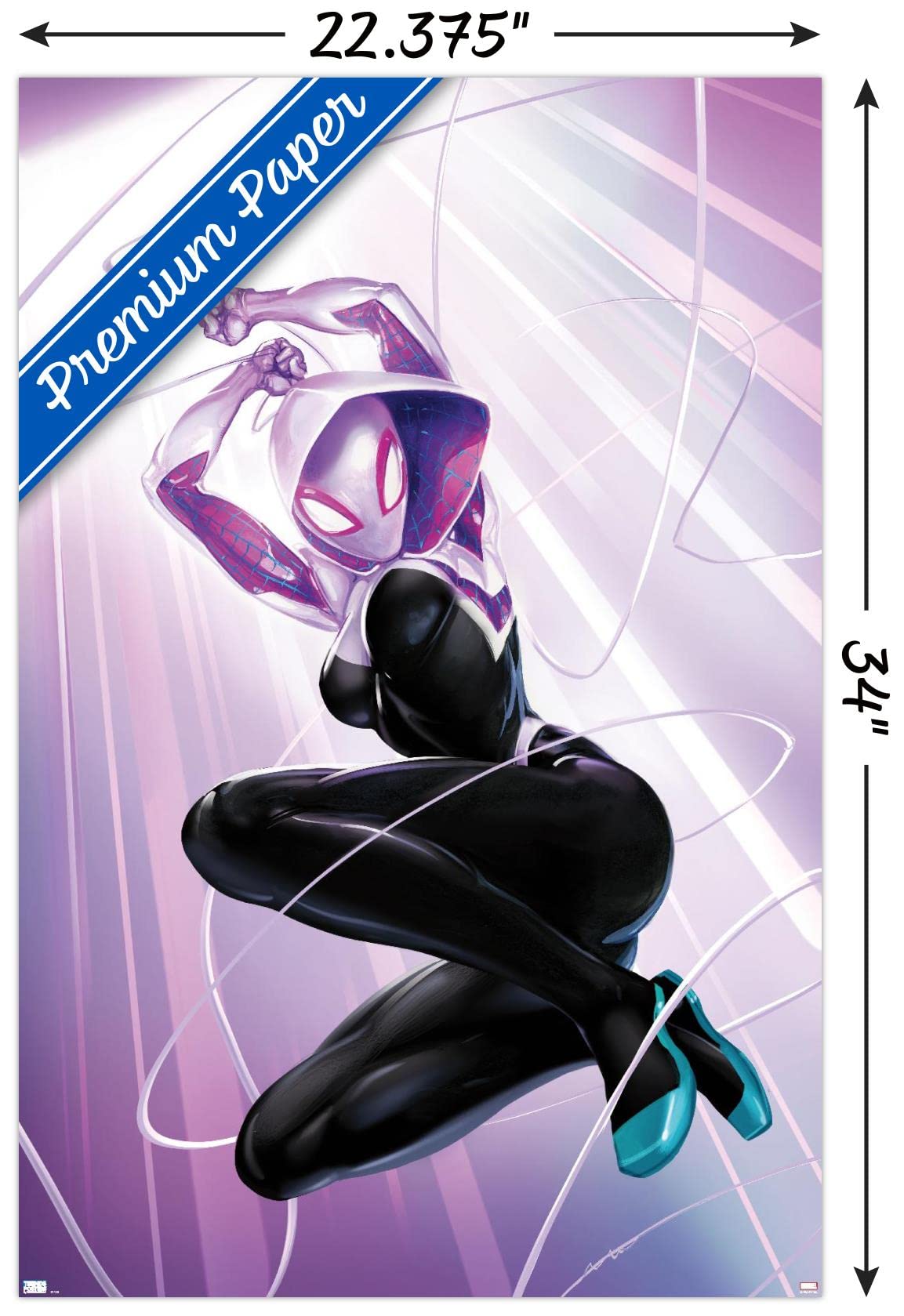 Trends International Marvel Comics - Ghost Spider - Ghost Spider #1 Wall Poster, 22.37'' X 34.00'', Premium Poster & Clip Bundle
