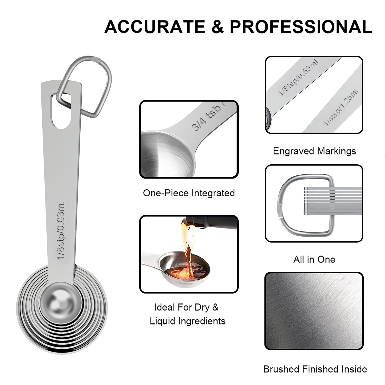 21 Pcs Stainless Steel Measuring Cups And Spoons Set, Wildone Stackable Metal Measuring Cups And Spoons For Cooking & Baking, In
