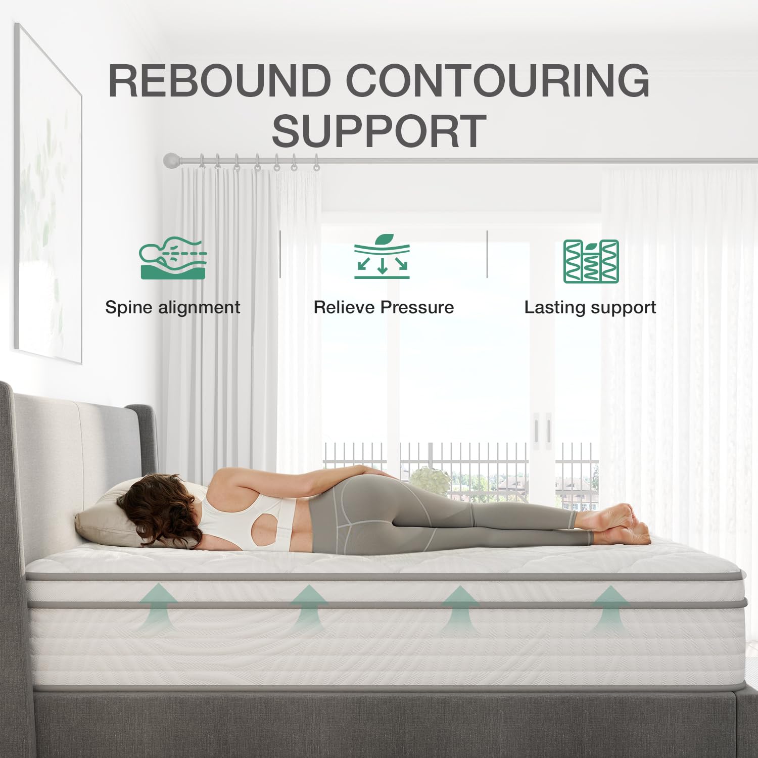 Novilla 14 Inch Queen Size Mattress, Queen Hybrid Mattress In A Box For Back Pain Relief & Support, Spring Mattress Queen Size 1