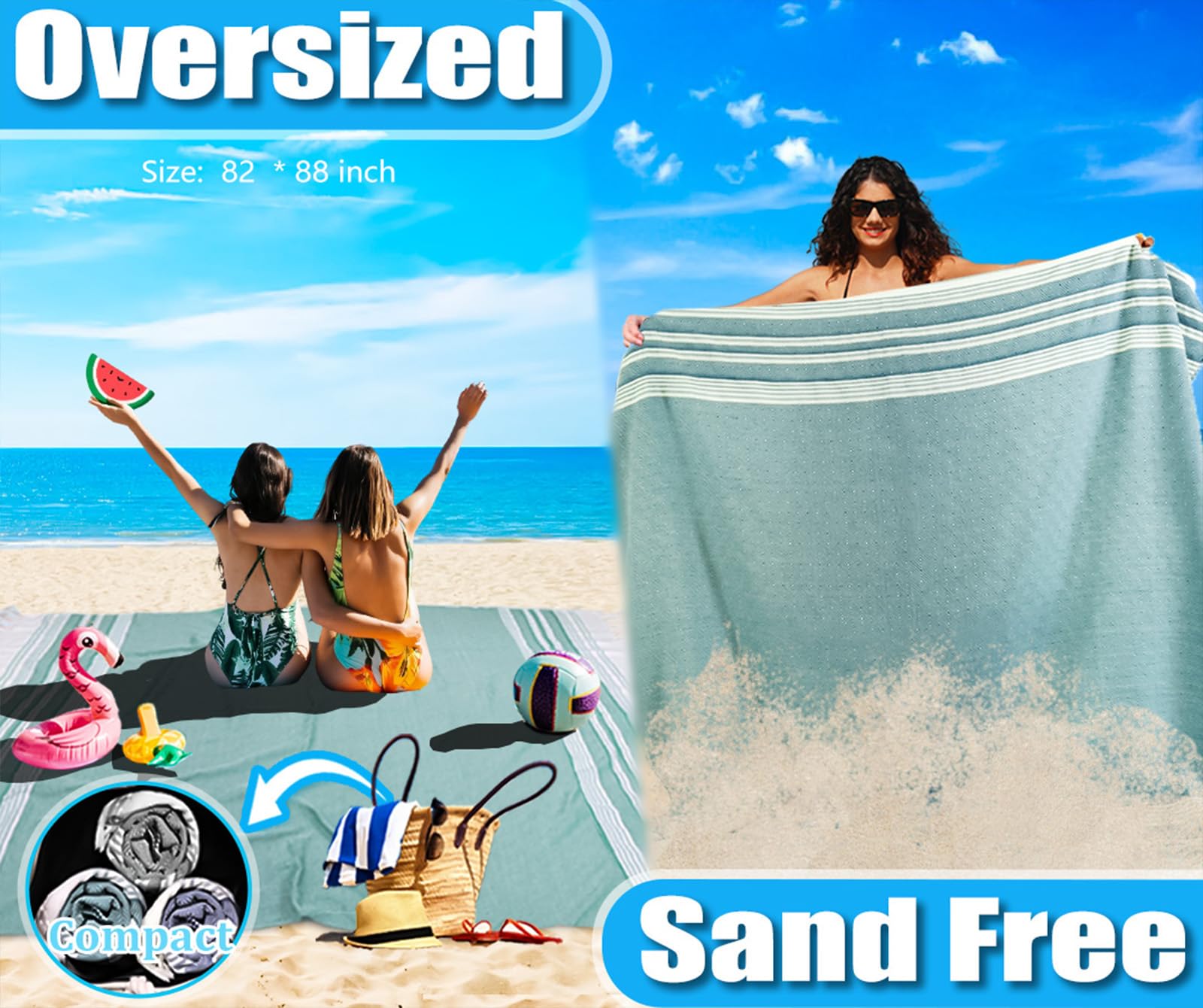 Yongoes Oversized Turkish Beach Towel Blanket Cotton Giant Xl Sandproof Towels Huge Linen Xxl Extra Large Big Throw Quilt Blanke