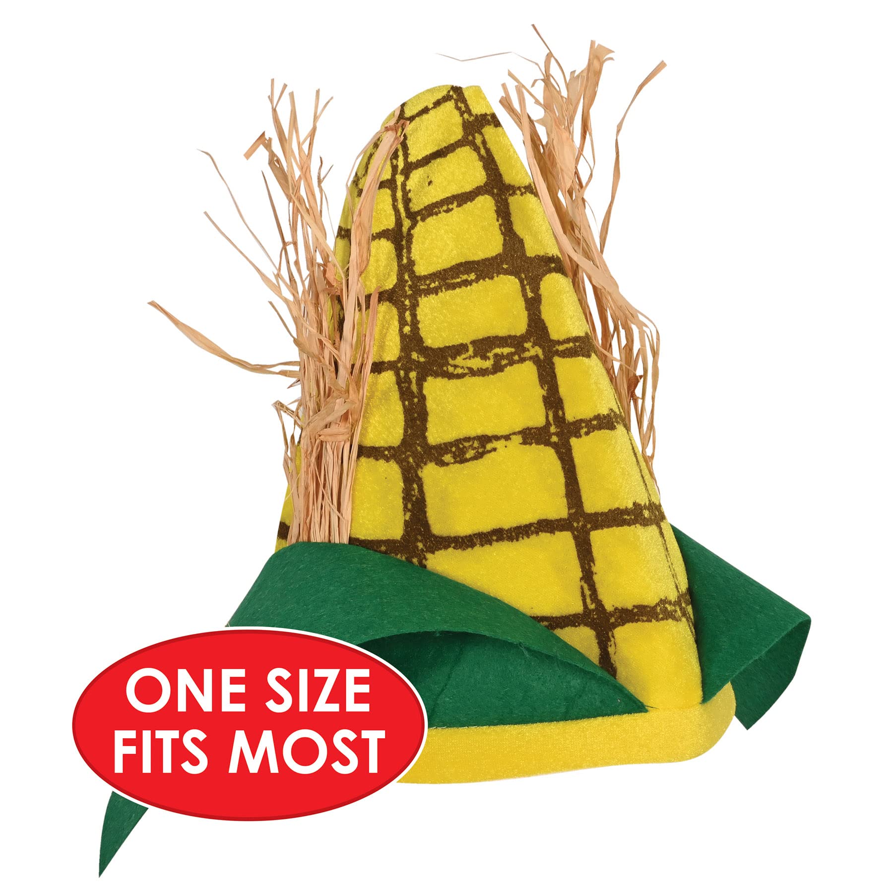 Beistle Unisex Plush Corn Cob Hats, 2 Pieces - Farm Party Supplies, Halloween Costume Dress Up, Harvest Themed Festivals, Novelt