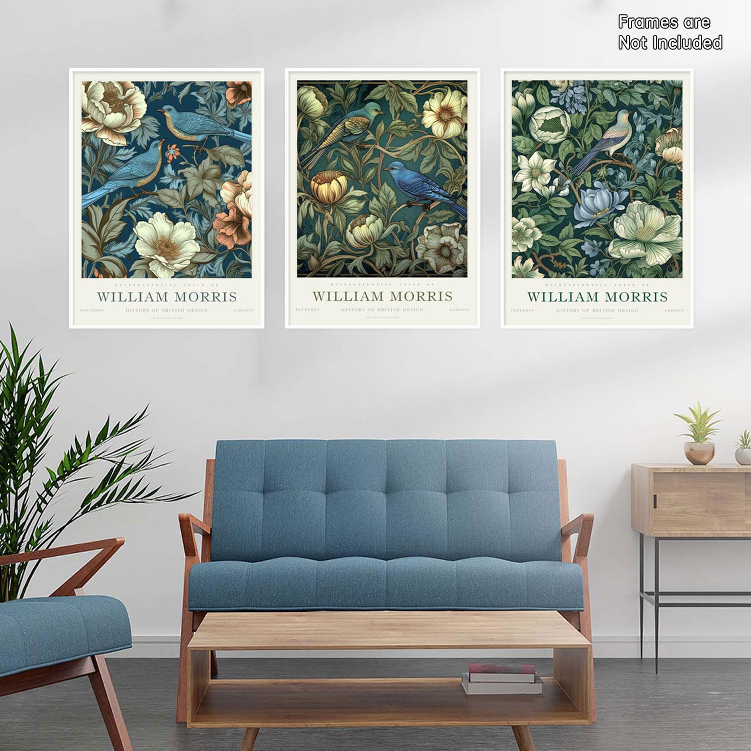 Djmwtb William Morris Wall Art Vintage Poster Prints Set Of 3 Botanical Bird Aesthetic Pictures Gallery Artwork Canvas Painting