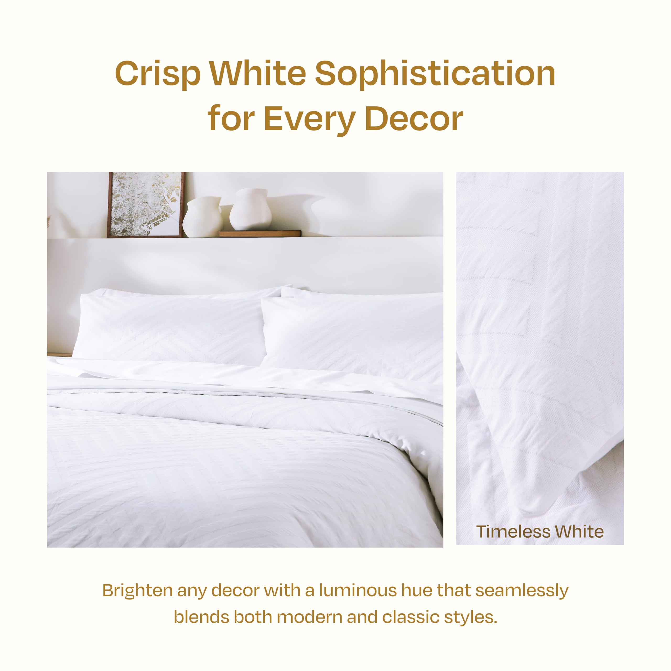 California Design Den Oversized King Duvet Cover, 100 Cotton, 3 Piece Set With Pillow Shams Soft Textured White Duvet Cover, 120