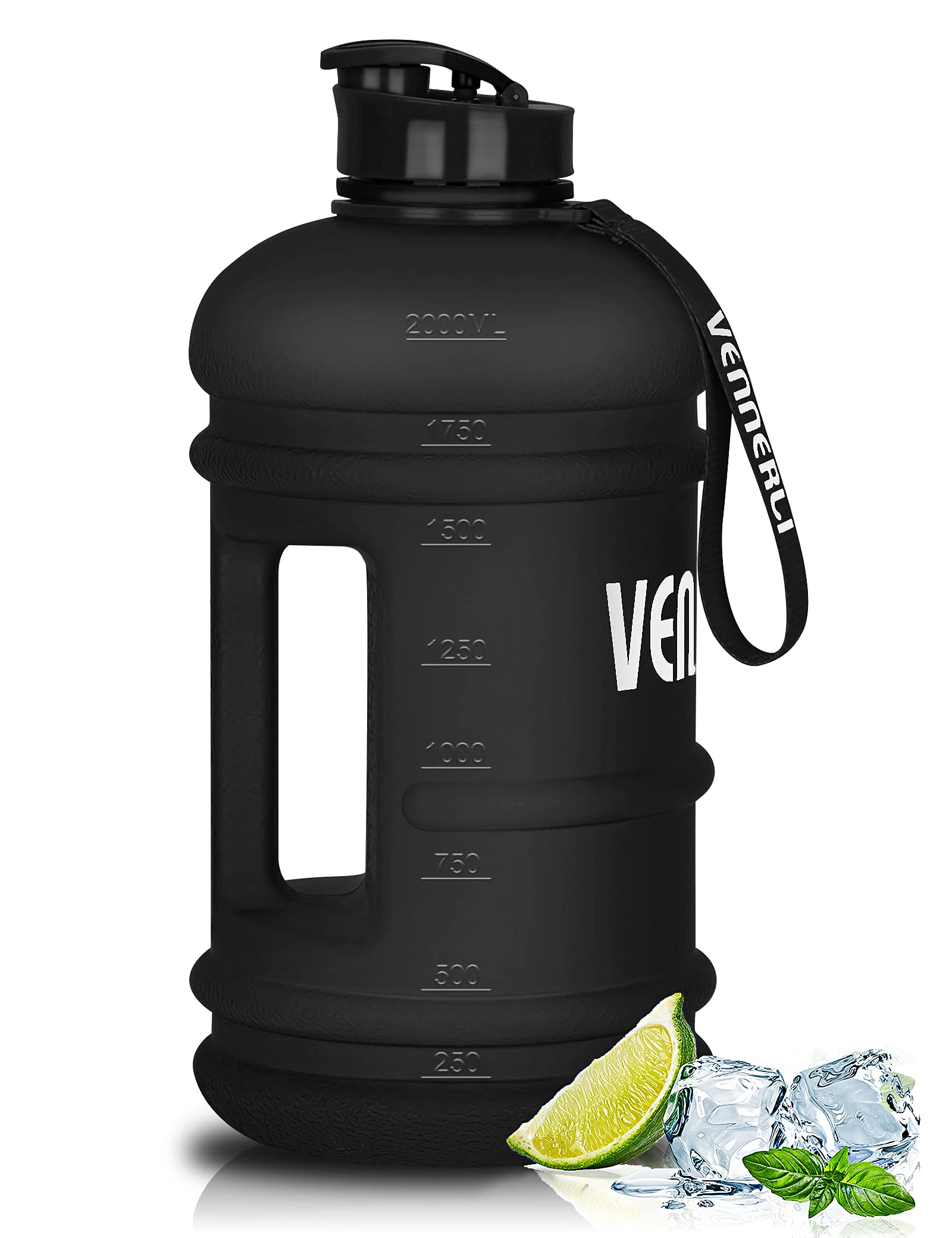 Vennerli Half Gallon Water Bottle 2.2L Large Sports Water Bottle With Handle 74Oz Bpa-Free Reusable Plastic Water Jugs Leakproof
