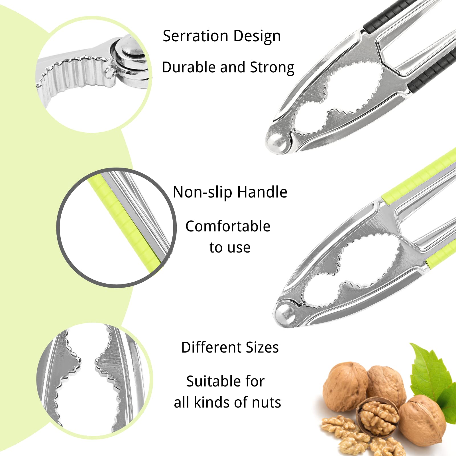 Loceast 8Pcs Multi-Purpose Cracker Tools Include 2 Pieces Nut Crackers Heavy Duty Walnut Cracker With Non-Slip Handle Walnut Cra