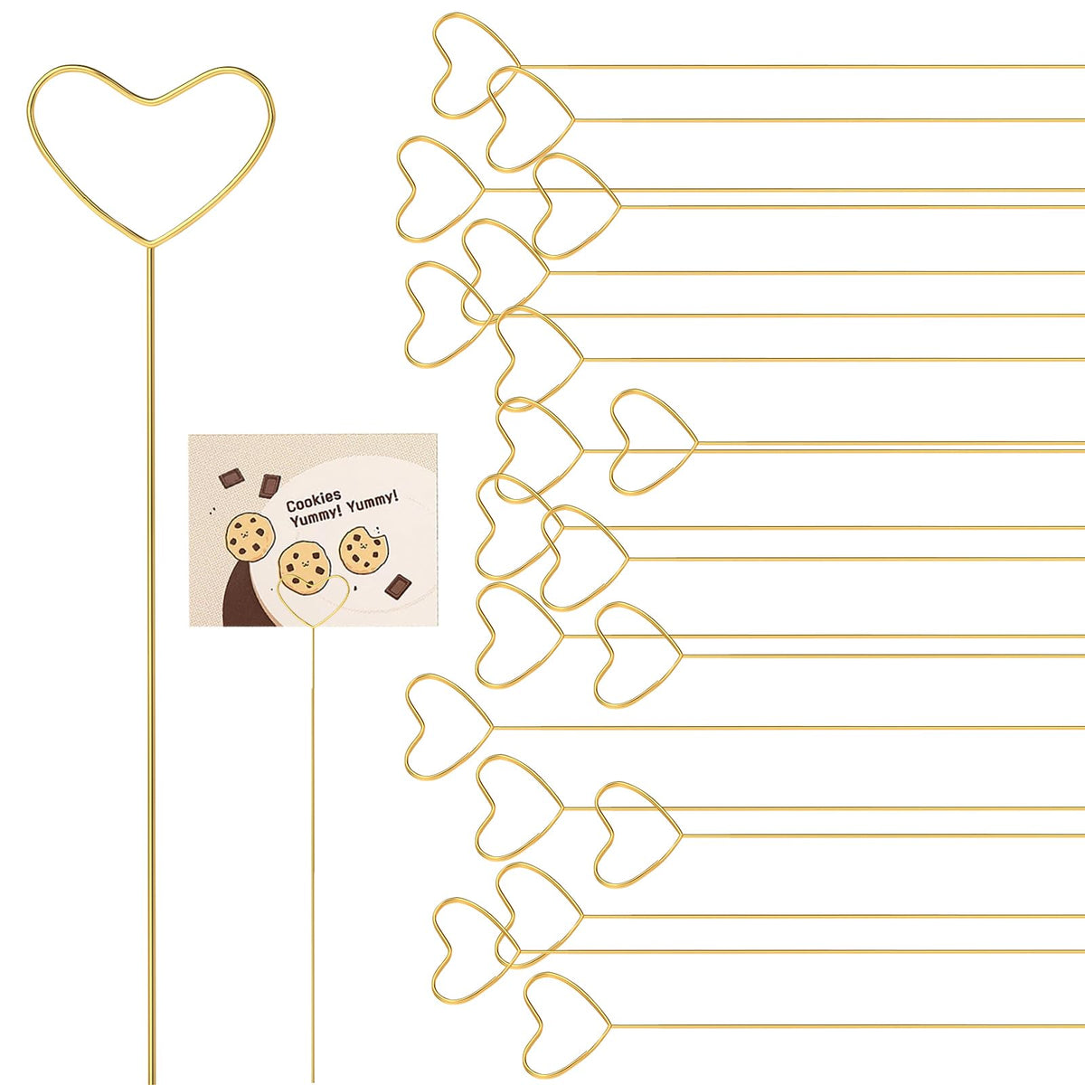 40Pcs Floral Picks Metal Floral Place Card Holder, Floral Card Holder Picks, Heart Loop Picture Holders, Flower Card Holder Stic