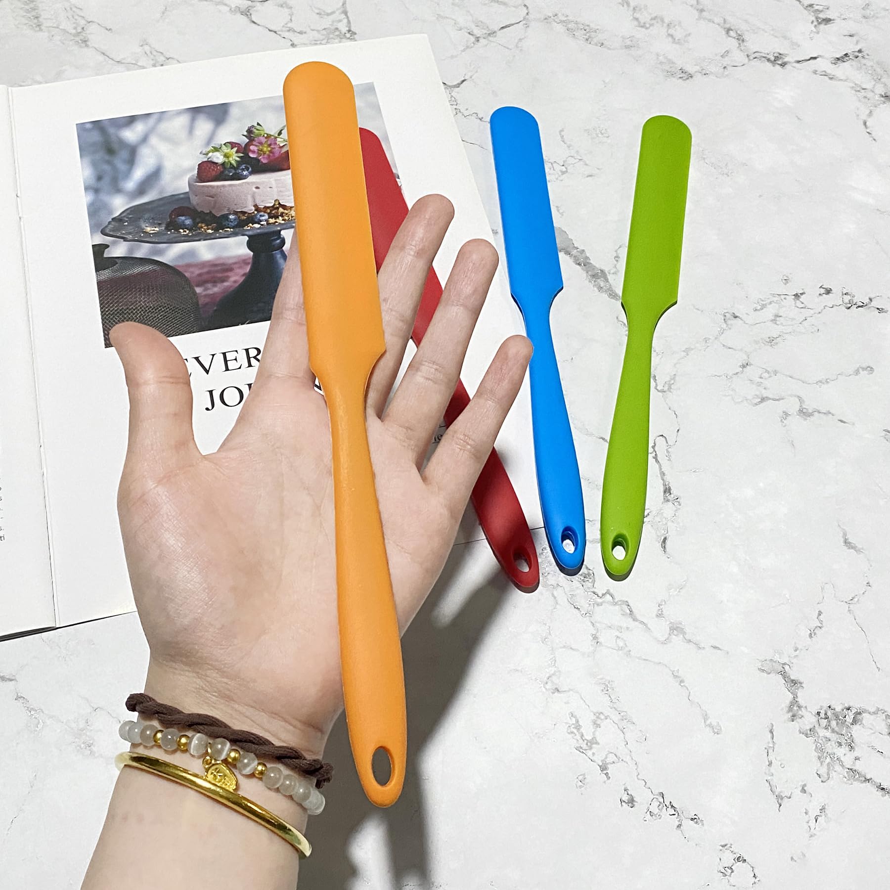 Zyoung 4 Pcs Silicone Spatula Set Heat Resistant Cake Cream Butter Spatulas Mixing Batter Scraper Non-Stick Flexible Baking Cook