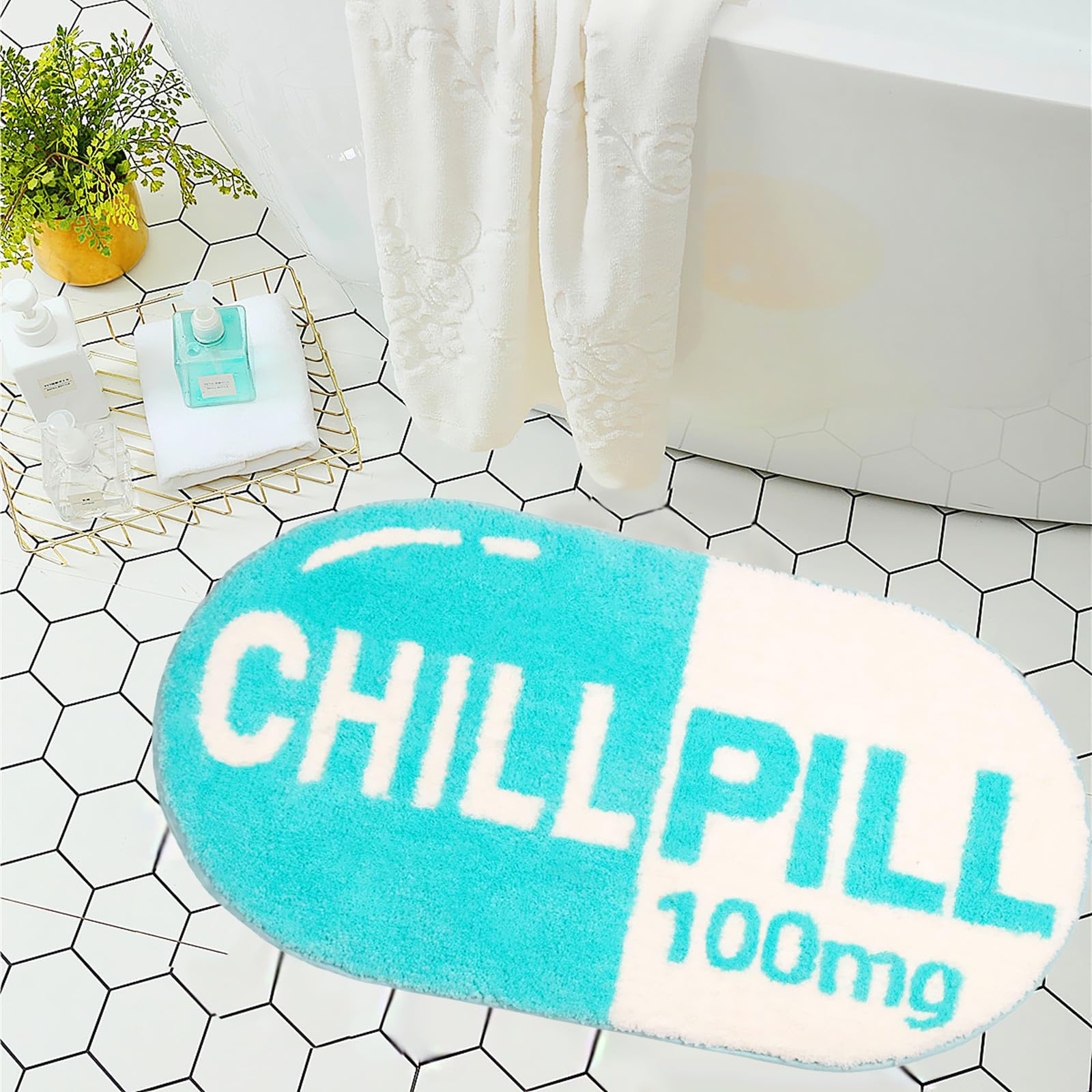 Levinis Cute Funny Chill Pill Bath Mat Kids Bedroom Bathroom D  Cor Rug Non Slip Washable Bathroom Rugs For Shower, Tub, Bedroom