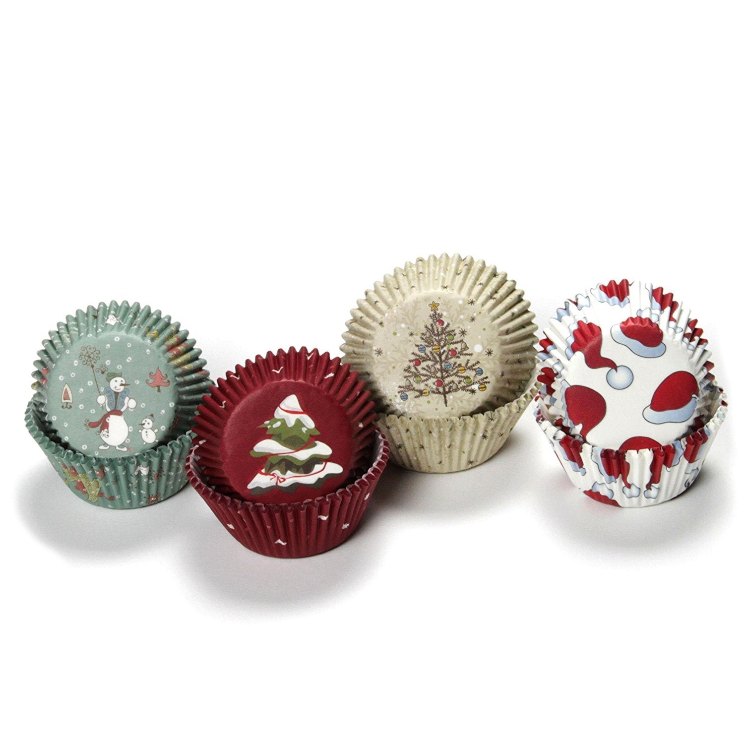 Chef Craft Paper Patterned Christmas Cupcake Liner Set, 200 Count, Multicolor