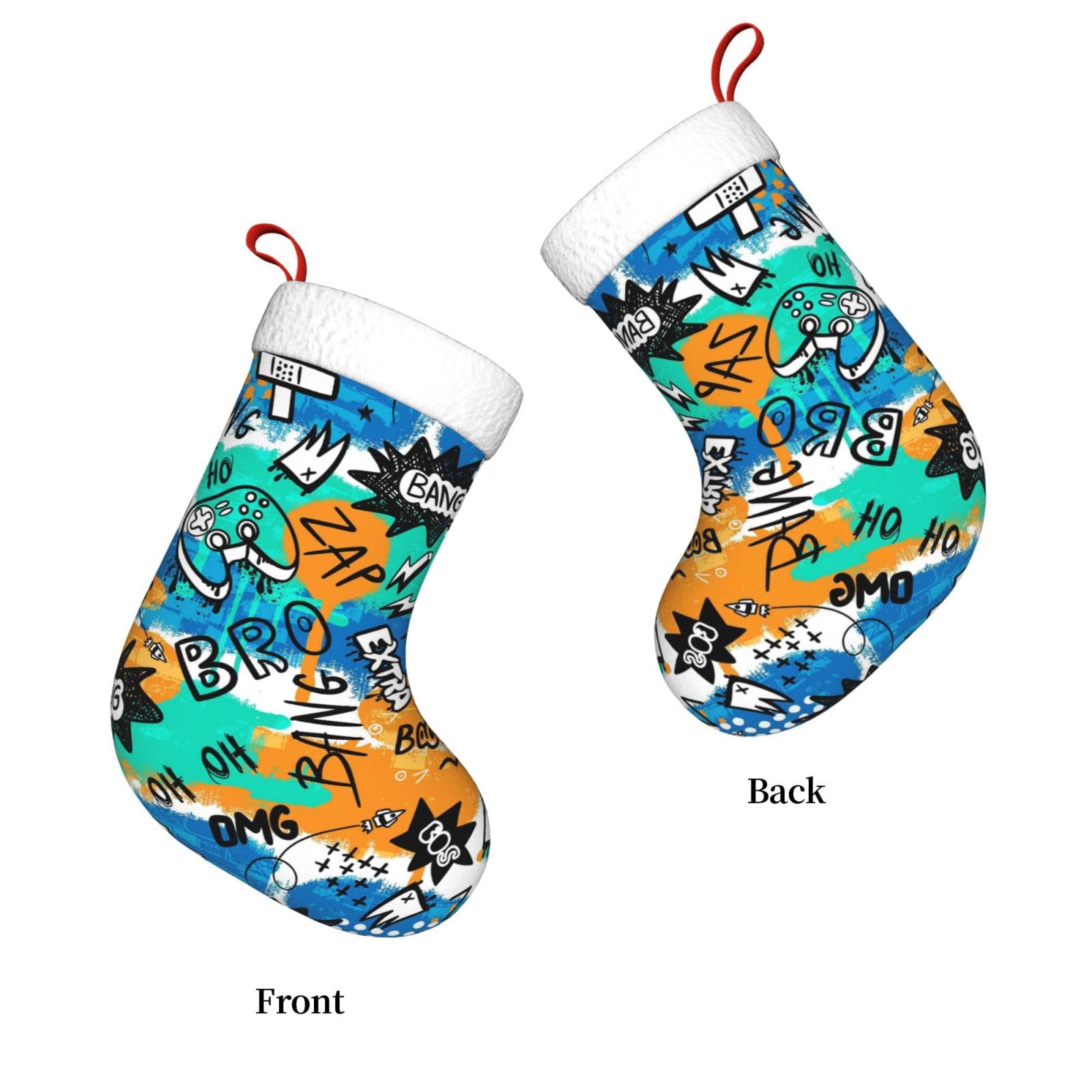 Thanksgiving Day Turkey Christmas Stockings Hanging Decoration Stockings 17.7 Inch Xmas Stockings for Fireplace Family Party Hol