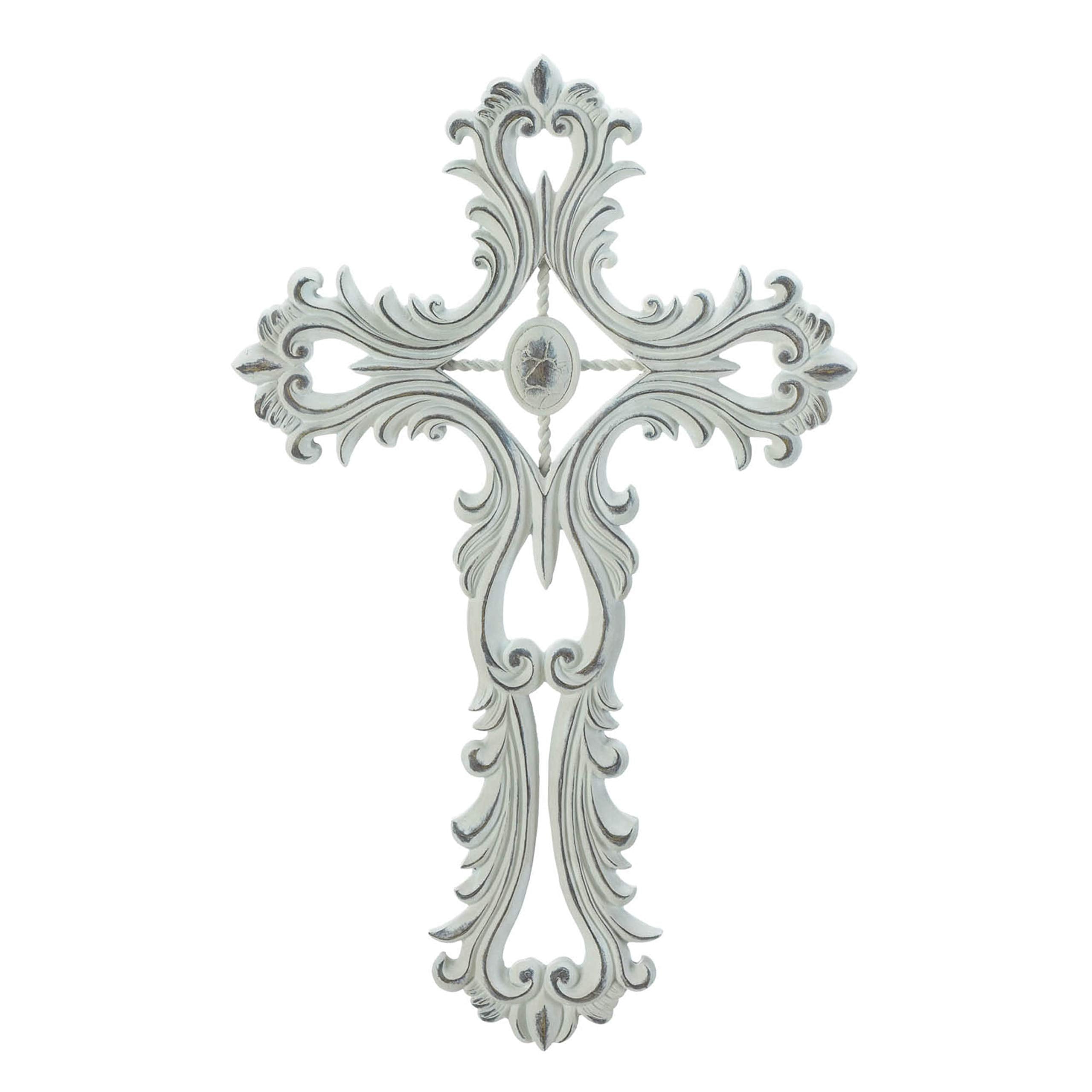 Accent Plus 10018693 Scalloped White Cross, Multicolor