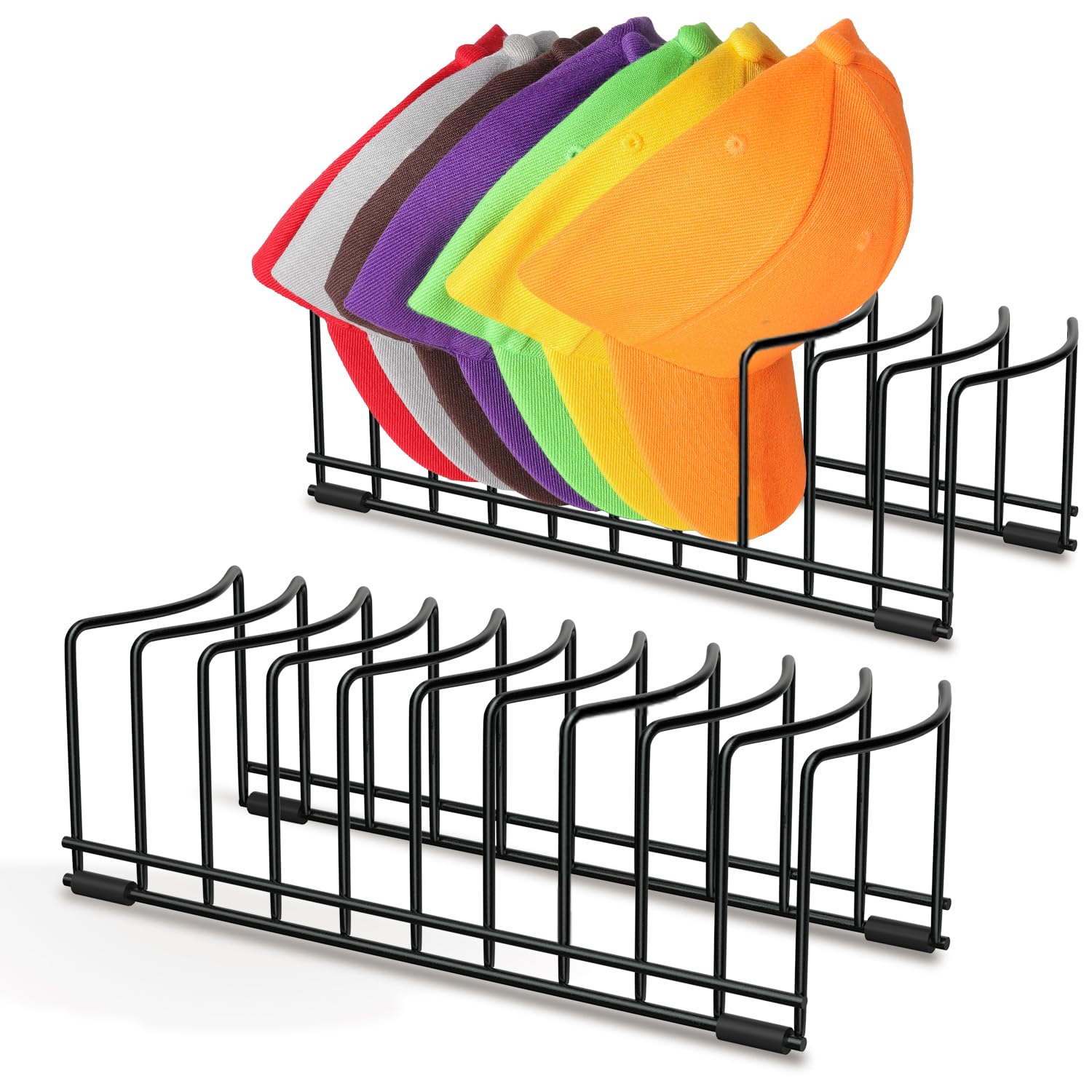 2 Pack Hat Stand for Baseball Caps, Ginyoyo No Install Hat Organizer for 20 Baseball Caps, Tabletop Hat Rack Stand with Anti-sli