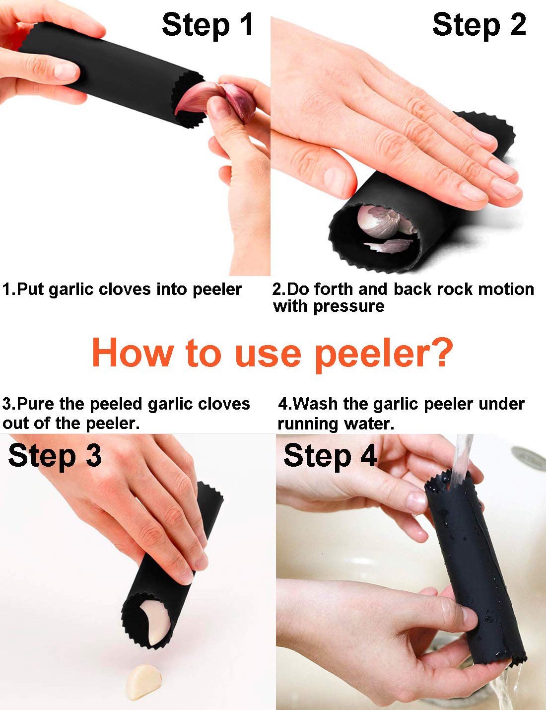 Garlic Press Stainless Steel, Garlic Mincer Garlic Chopper With Peeler& Brush, Cloves Chopper Grinder Slicer Squeezer Roller, Ea