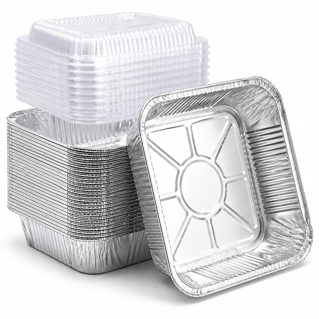Soavnet 30 Pack 8x8 Aluminum Pans with Lids  8 Square Baking Cake Pans